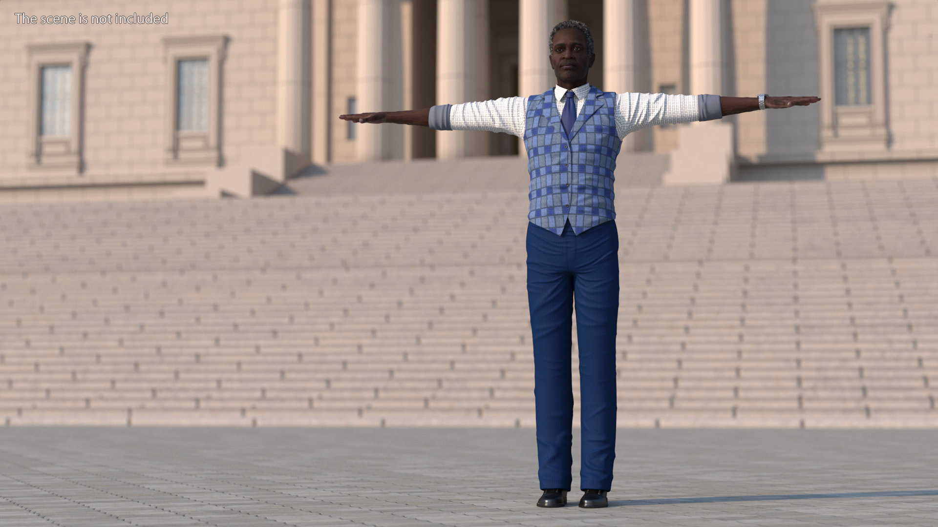 Black Elderly Man Everyday Style T-Pose 3D model