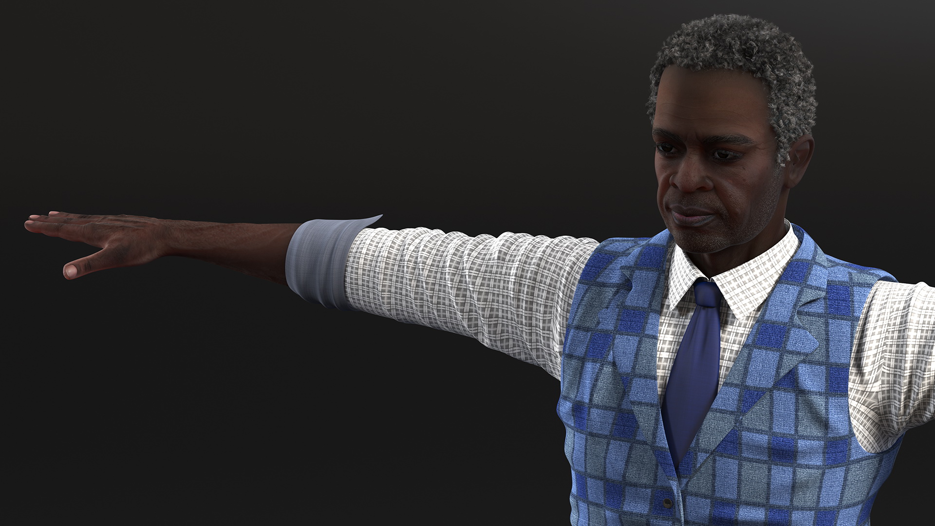 Black Elderly Man Everyday Style T-Pose 3D model