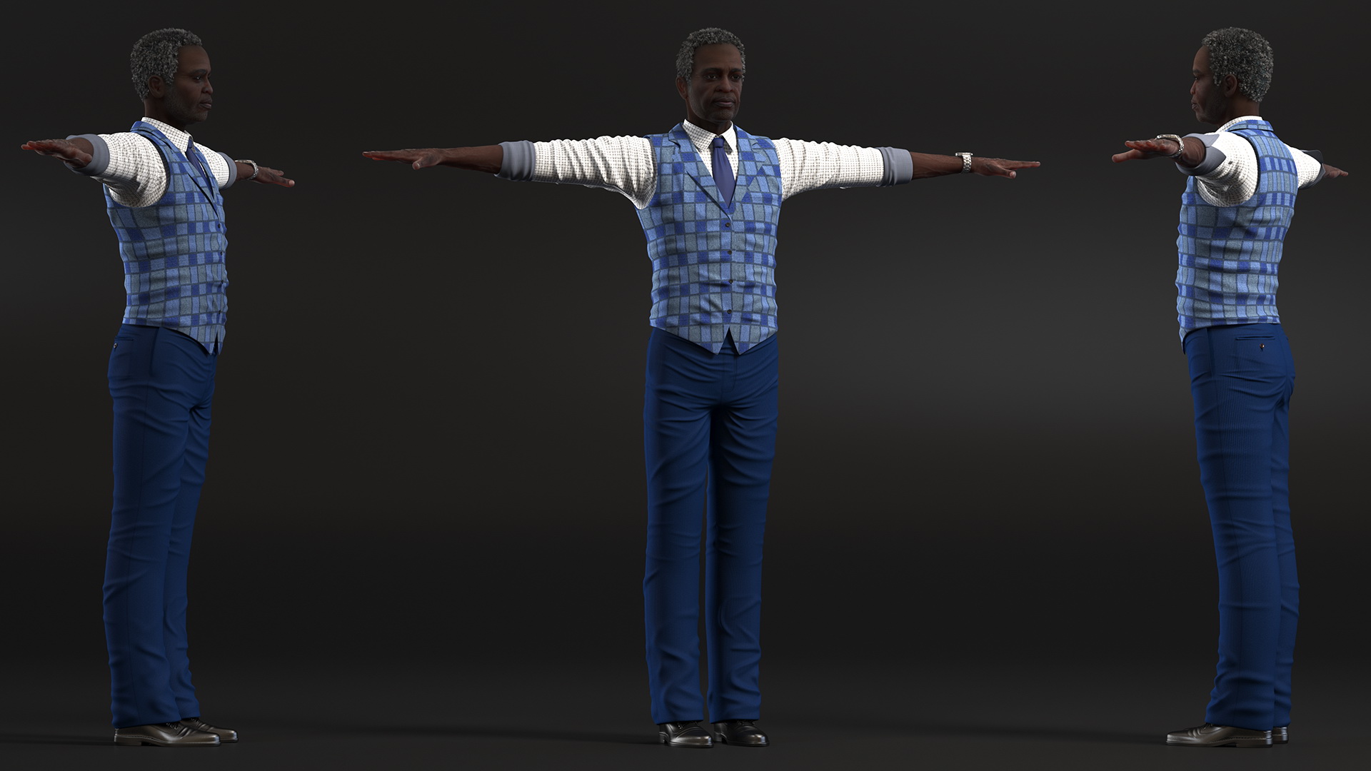 Black Elderly Man Everyday Style T-Pose 3D model