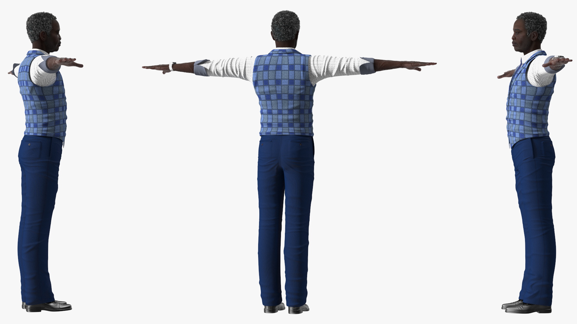 Black Elderly Man Everyday Style T-Pose 3D model