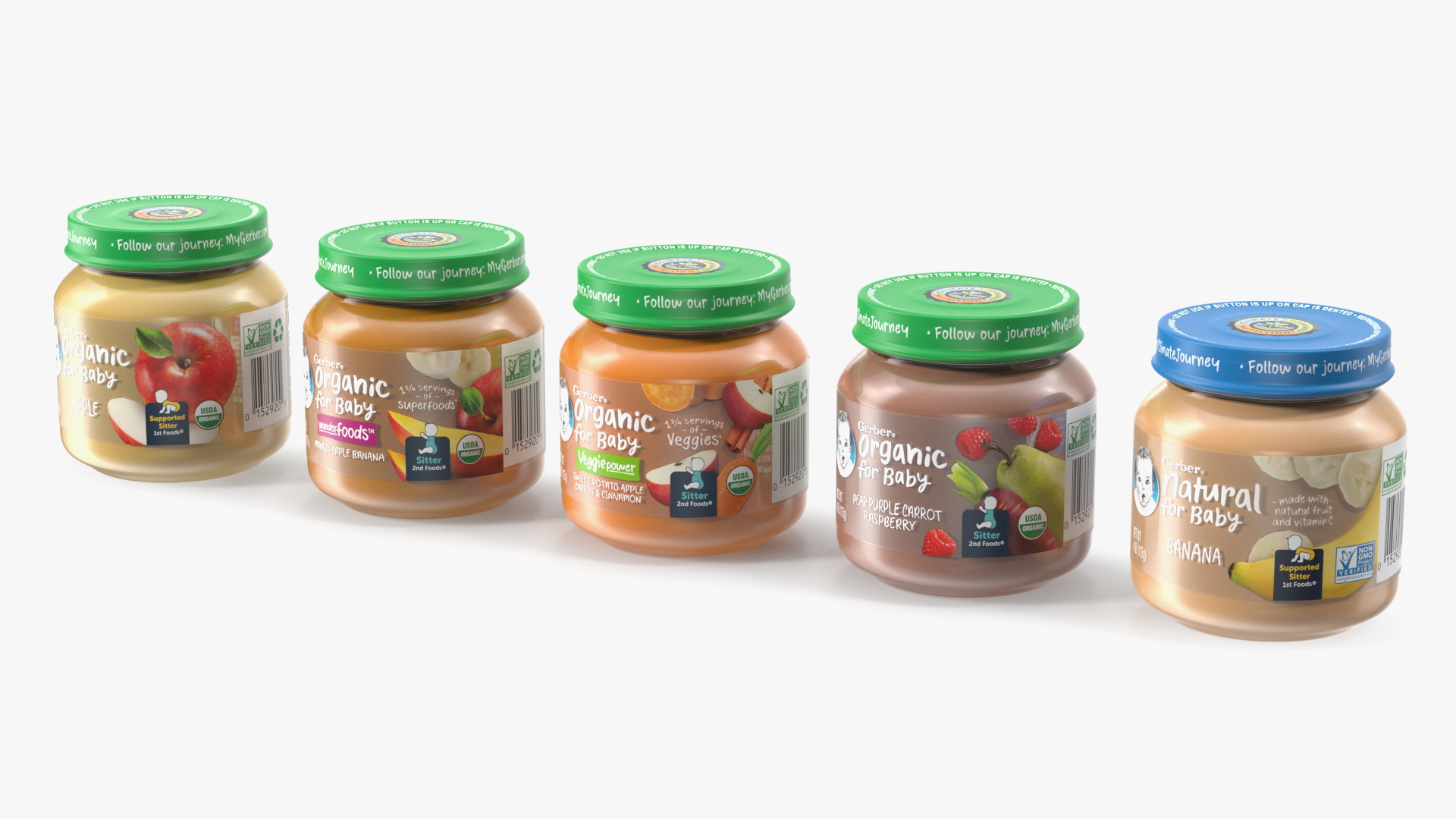 3D Gerber Fruit Baby Food Jars 113g Set