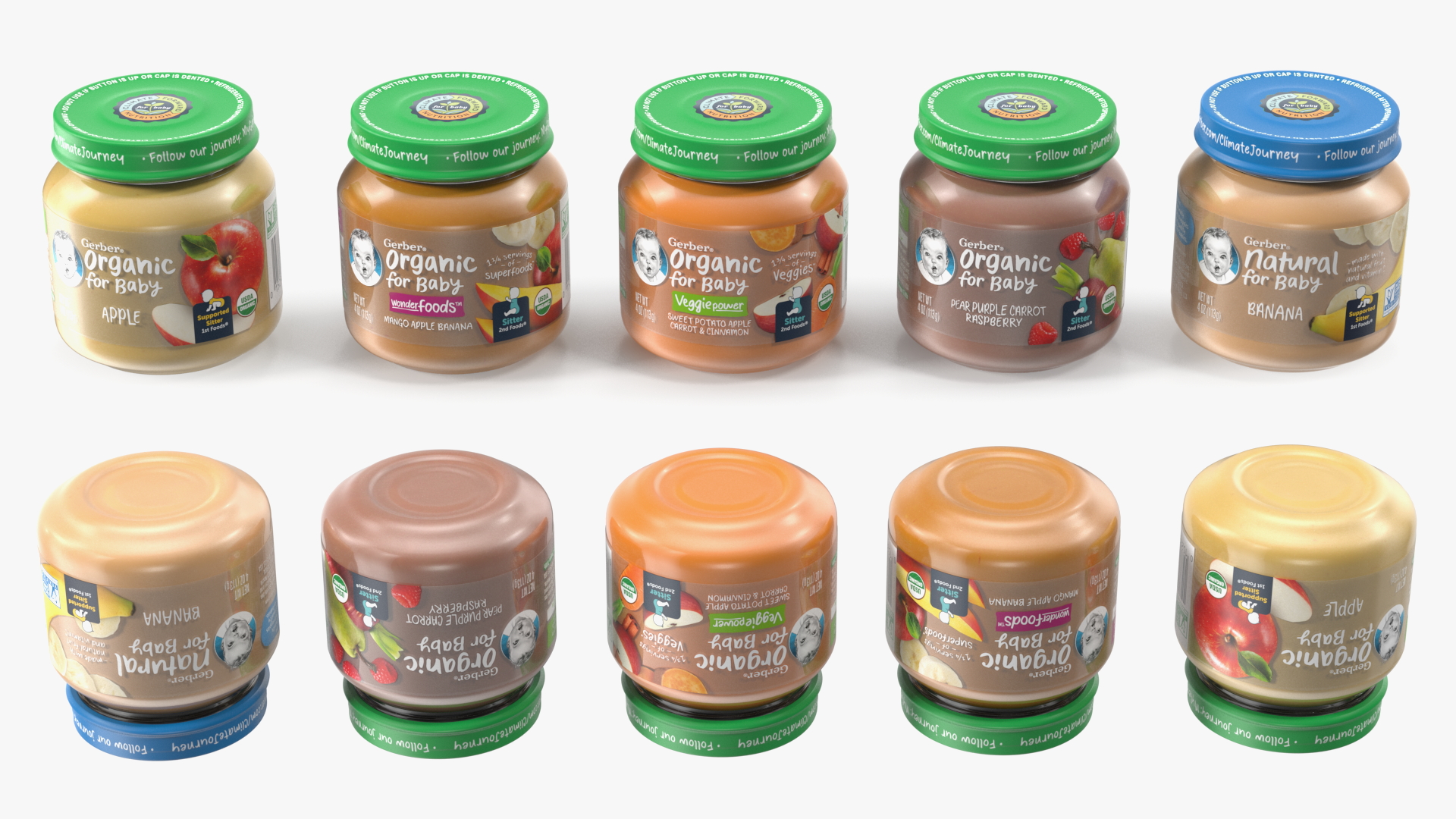 3D Gerber Fruit Baby Food Jars 113g Set