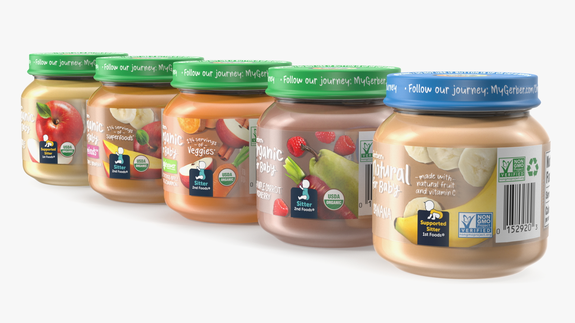 3D Gerber Fruit Baby Food Jars 113g Set