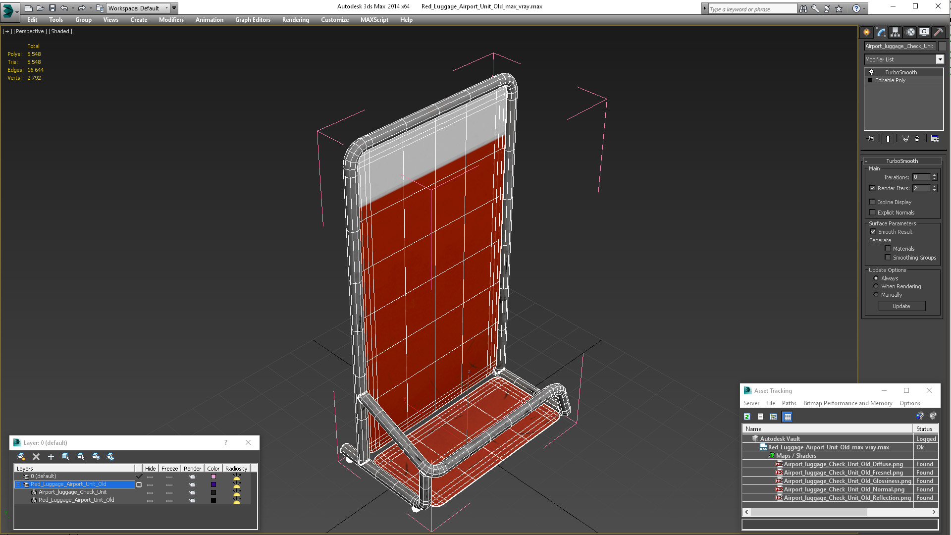 3D Red Luggage Airport Unit Old model