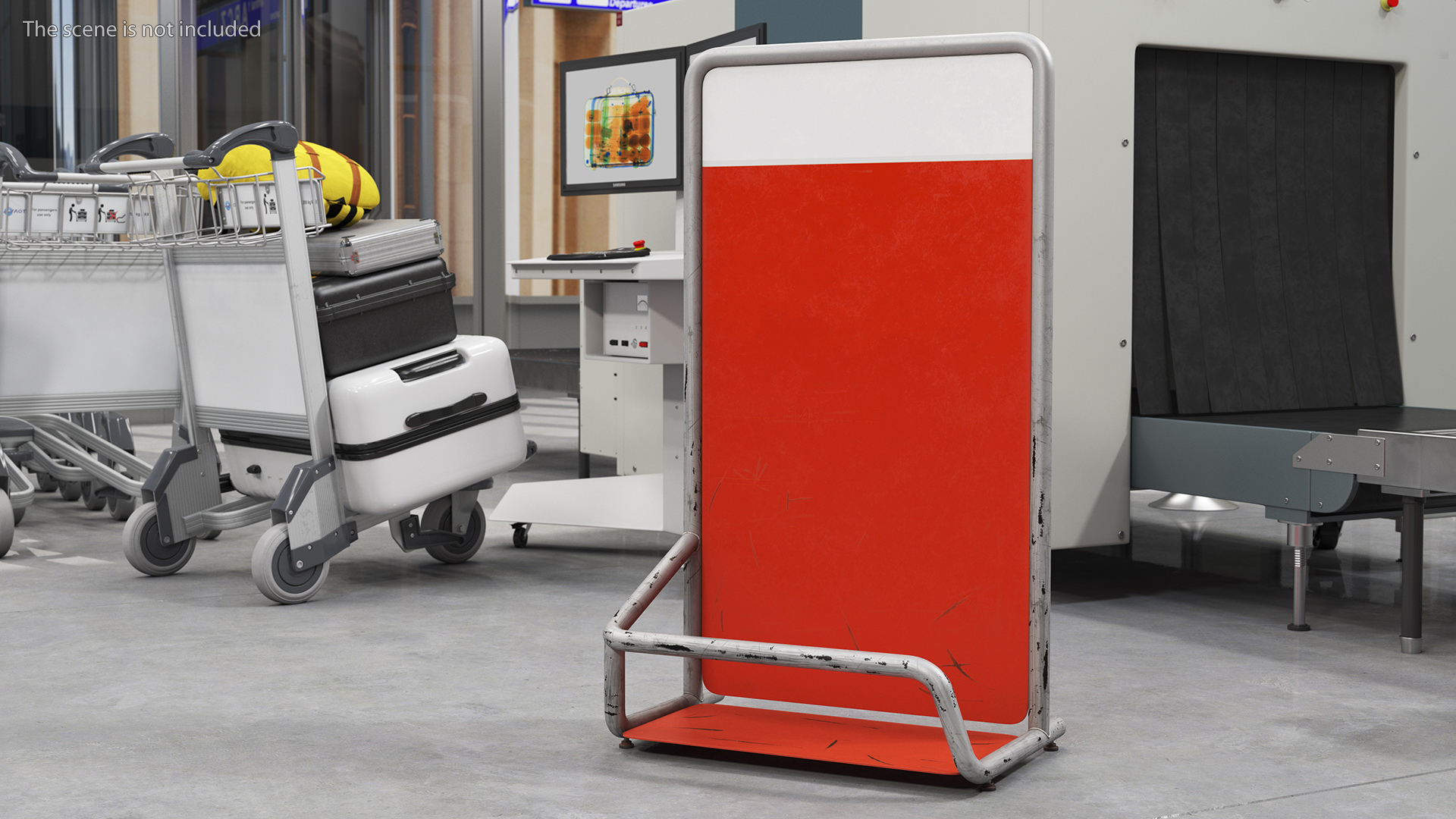 3D Red Luggage Airport Unit Old model