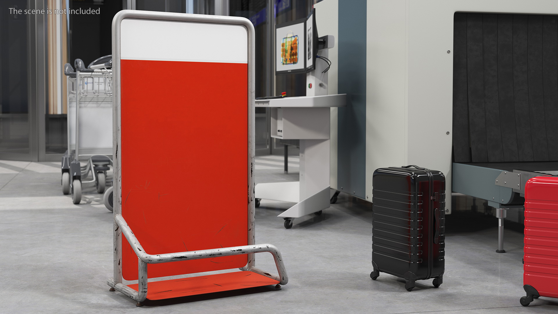 3D Red Luggage Airport Unit Old model