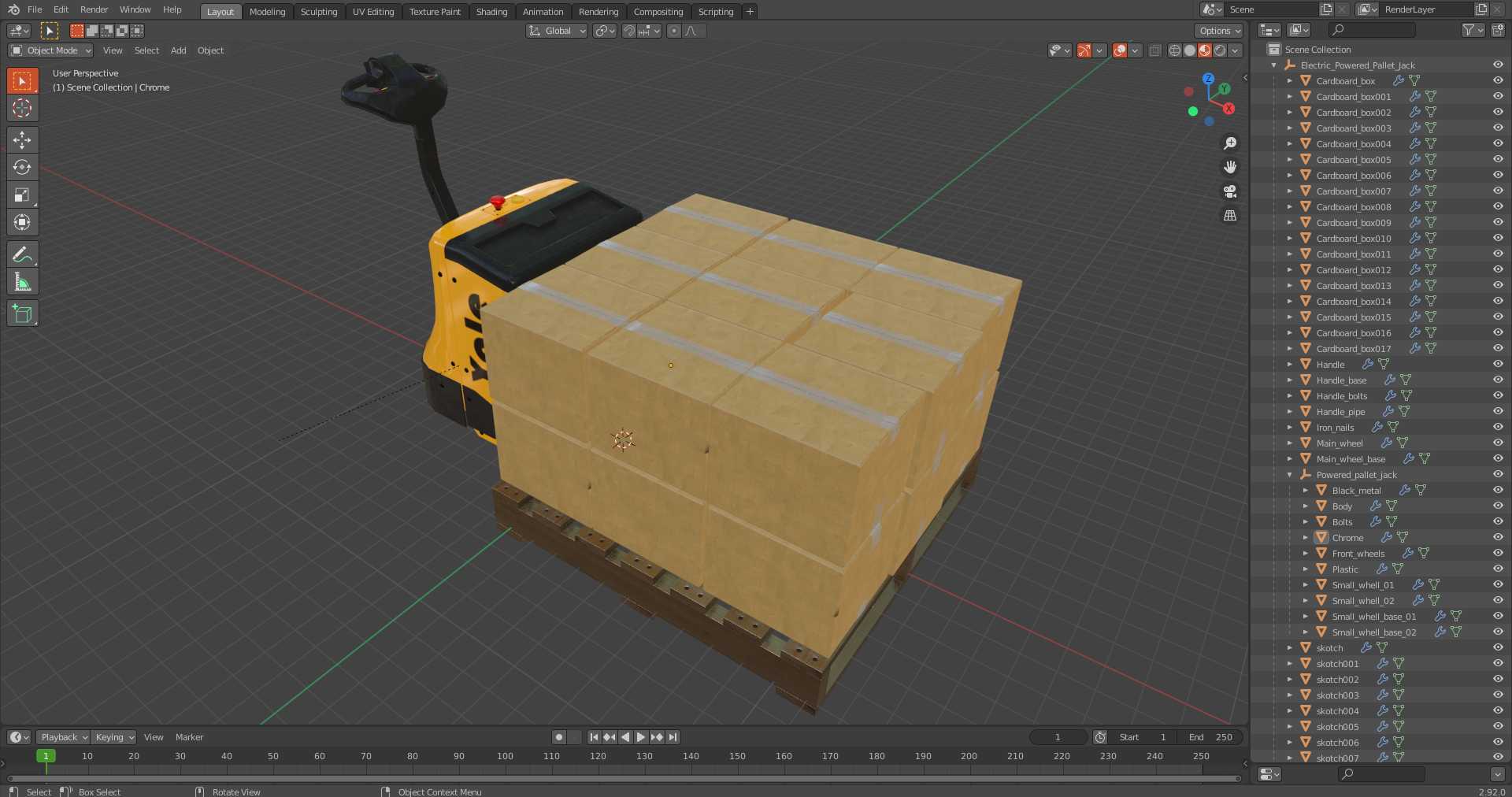 3D Electric Powered Pallet Jack model