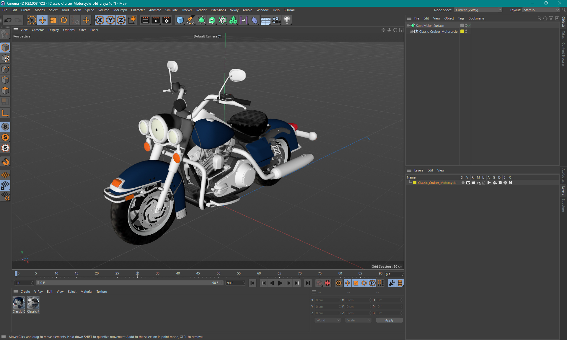 3D Classic Cruiser Motorcycle