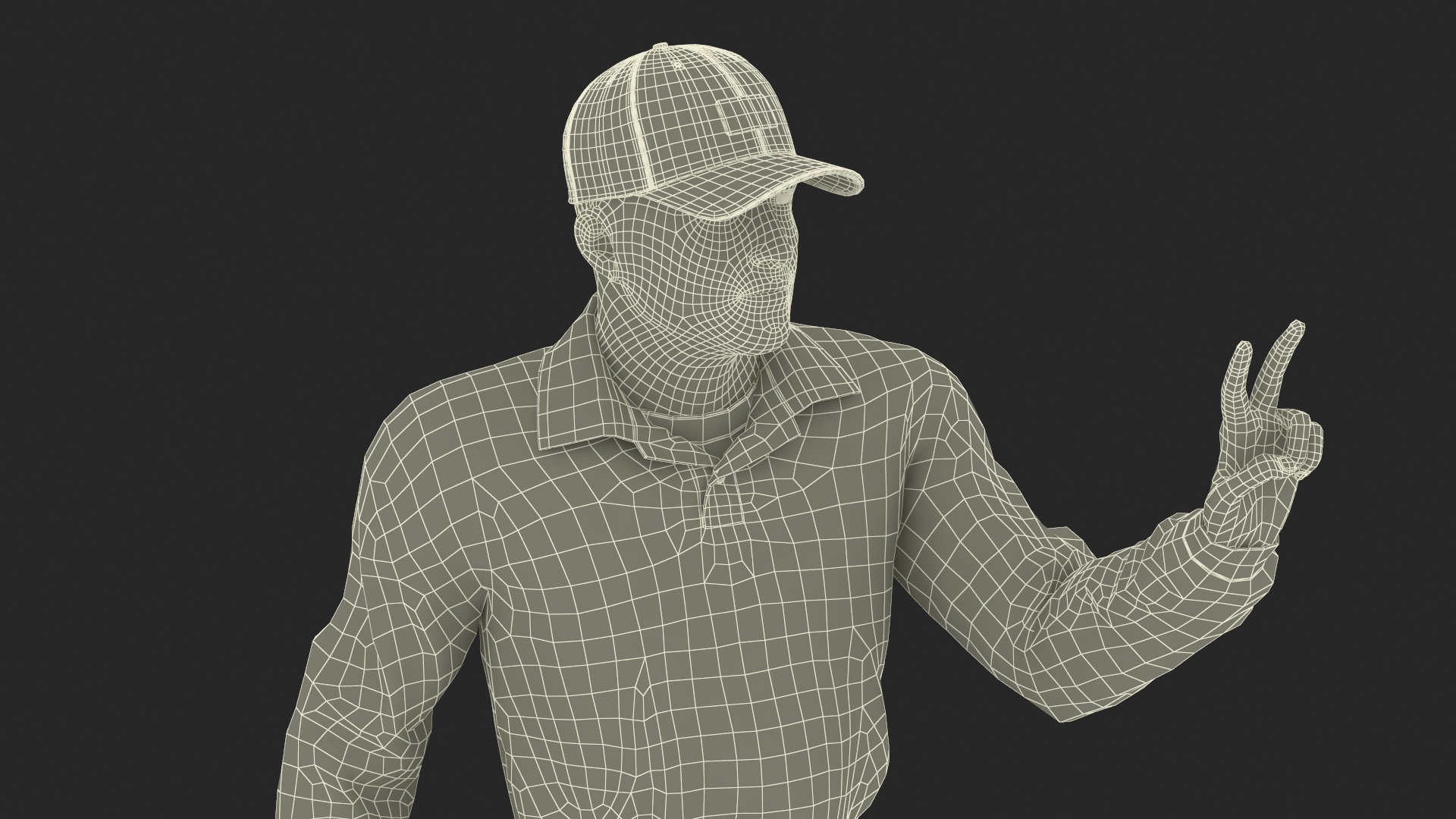 Baseball Umpire in Cap Showing Points 3D