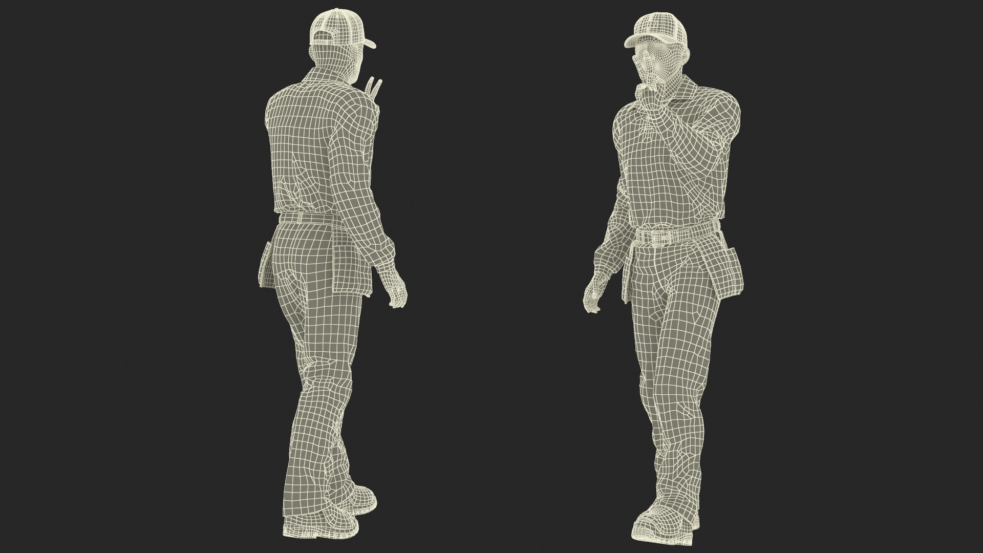 Baseball Umpire in Cap Showing Points 3D