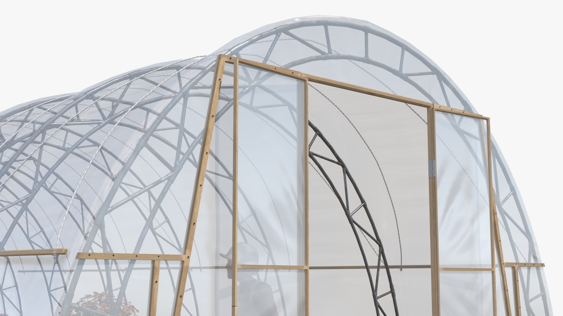 Flowers Greenhouse Tent with Gardener 3D