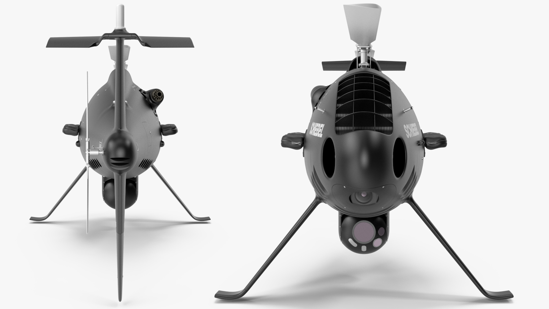 3D Schiebel Camcopter S100 UAV Rotorcraft Black Rigged