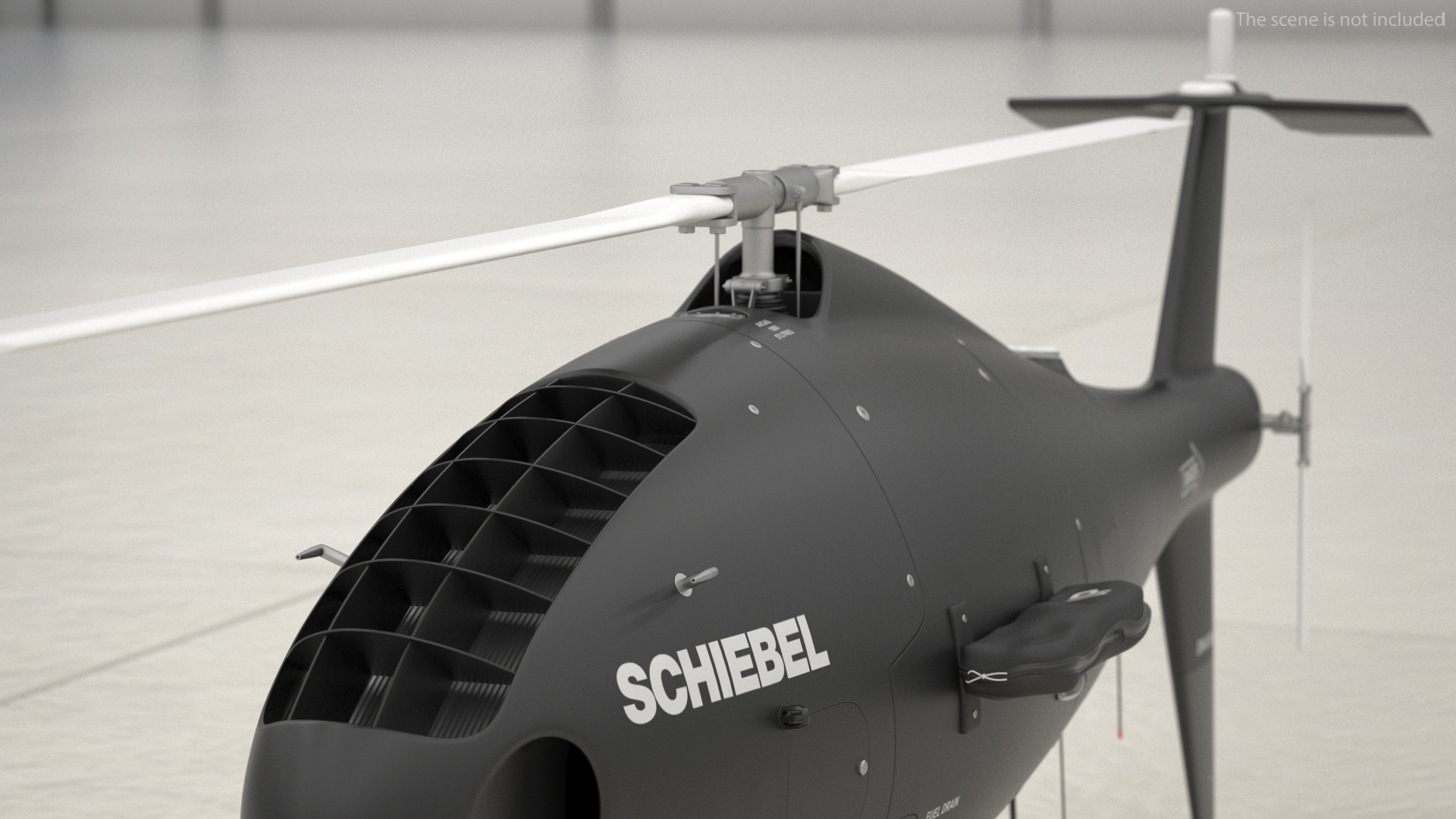 3D Schiebel Camcopter S100 UAV Rotorcraft Black Rigged