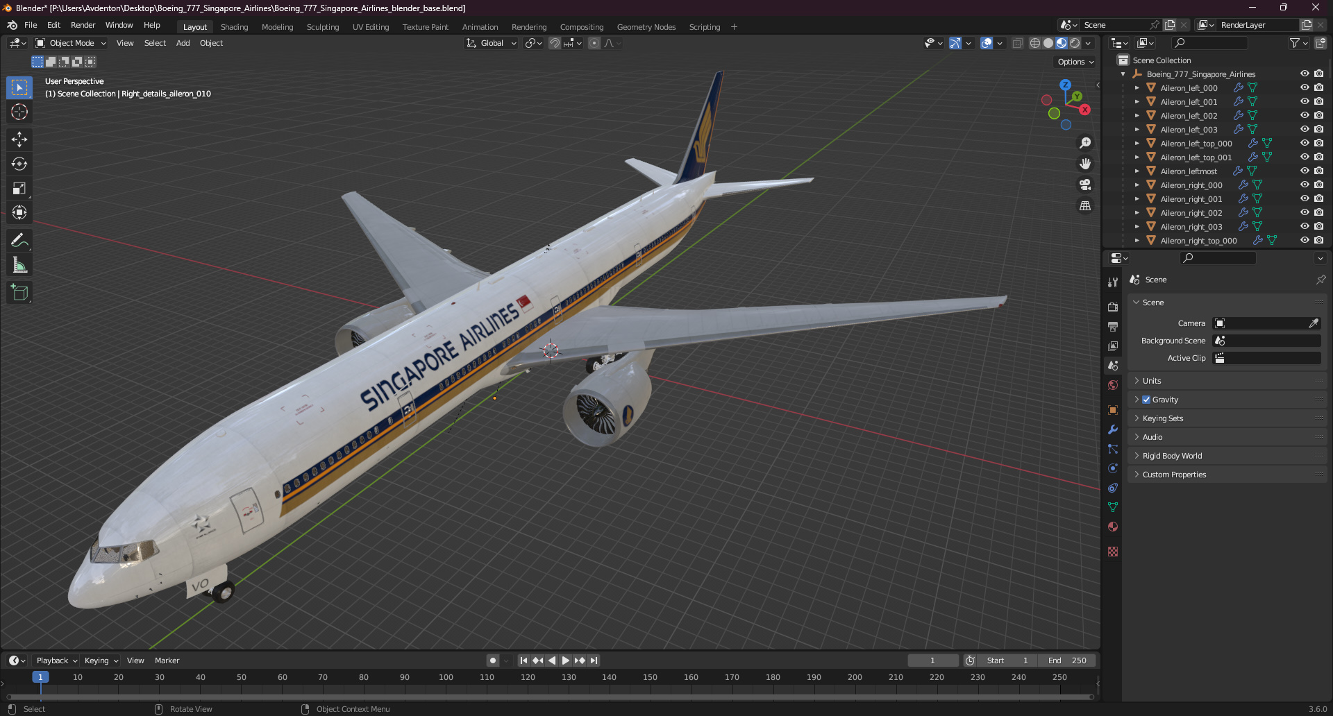 Boeing 777 Singapore Airlines 3D model