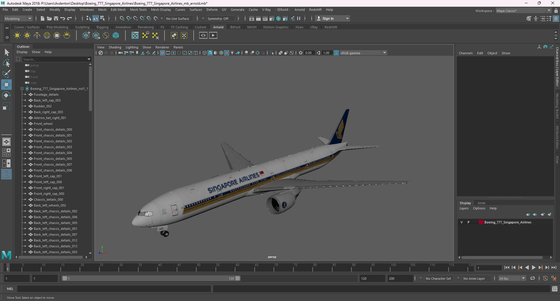 Boeing 777 Singapore Airlines 3D model