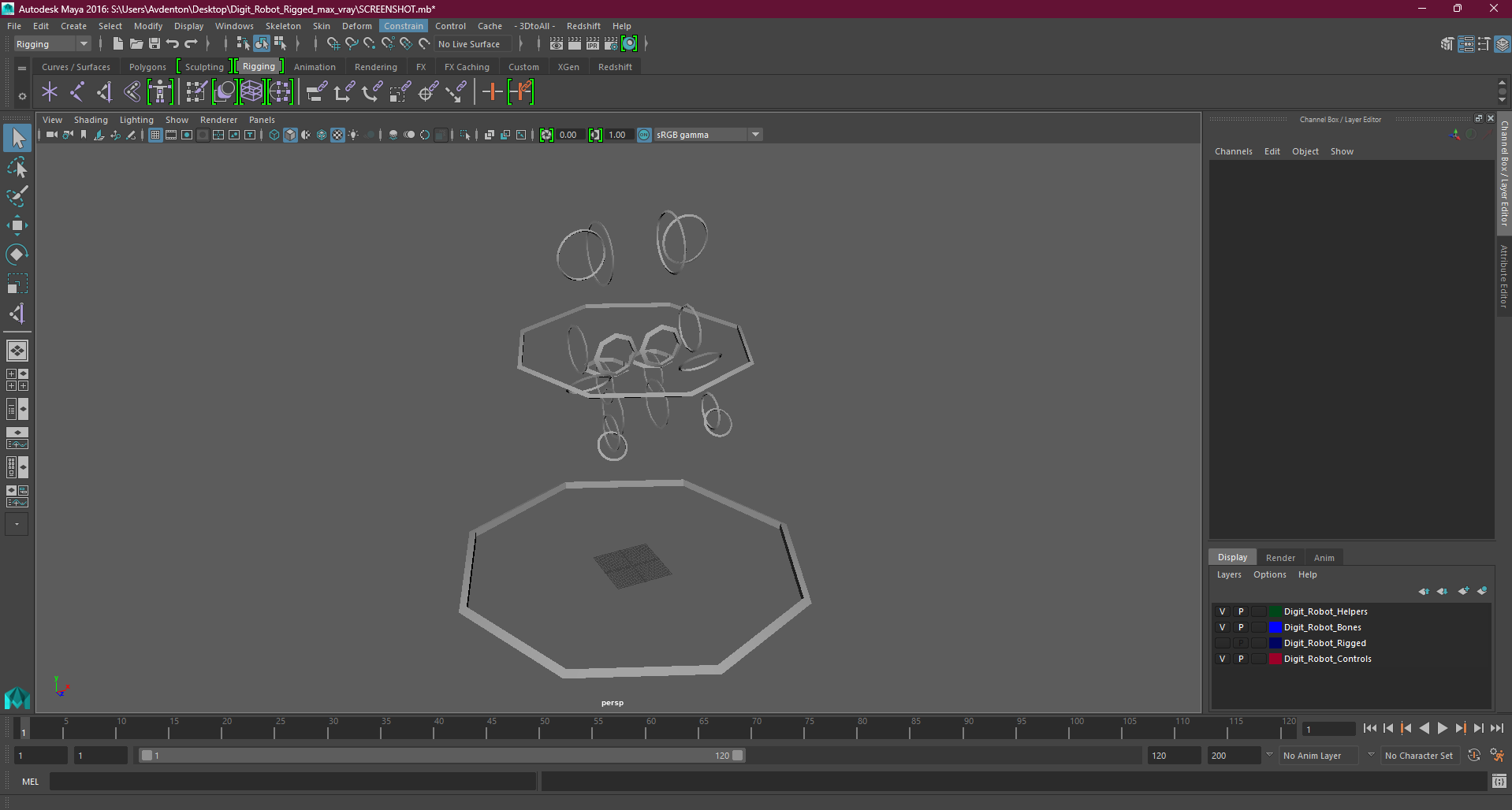 Digit Robot Rigged for Maya 3D