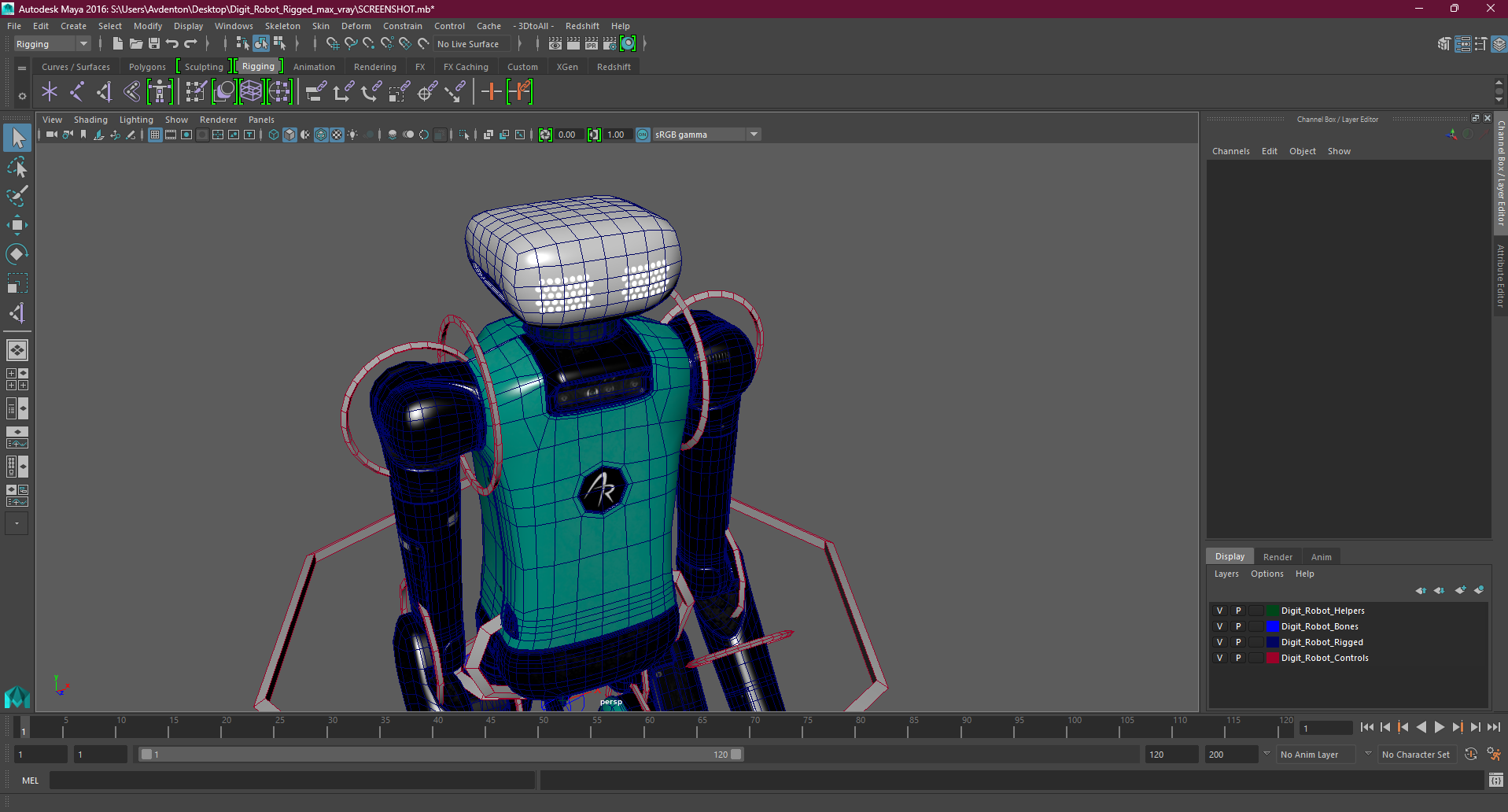 Digit Robot Rigged for Maya 3D