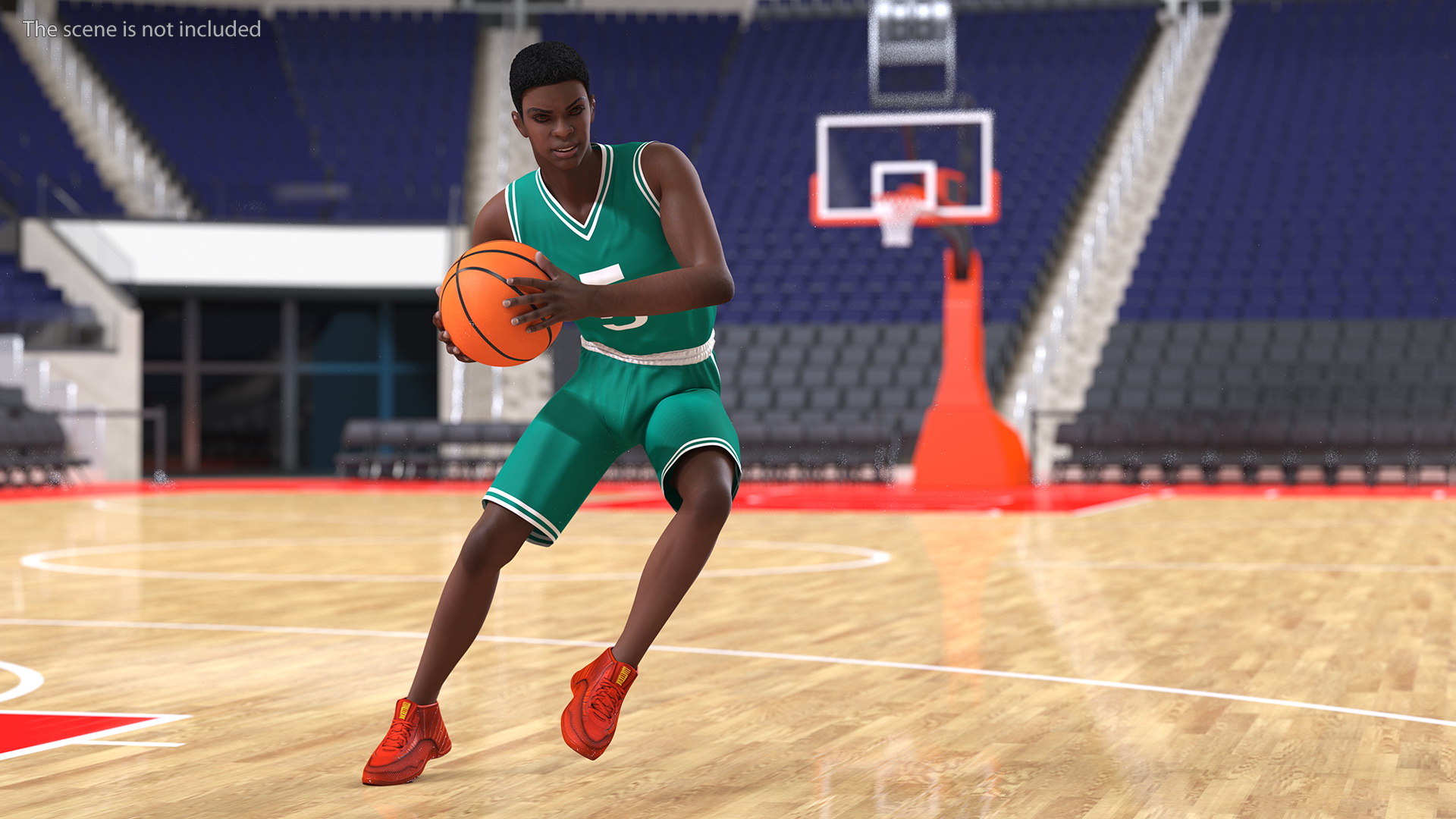 Dark Skin Teenager Basketball Player Playing Pose 3D model