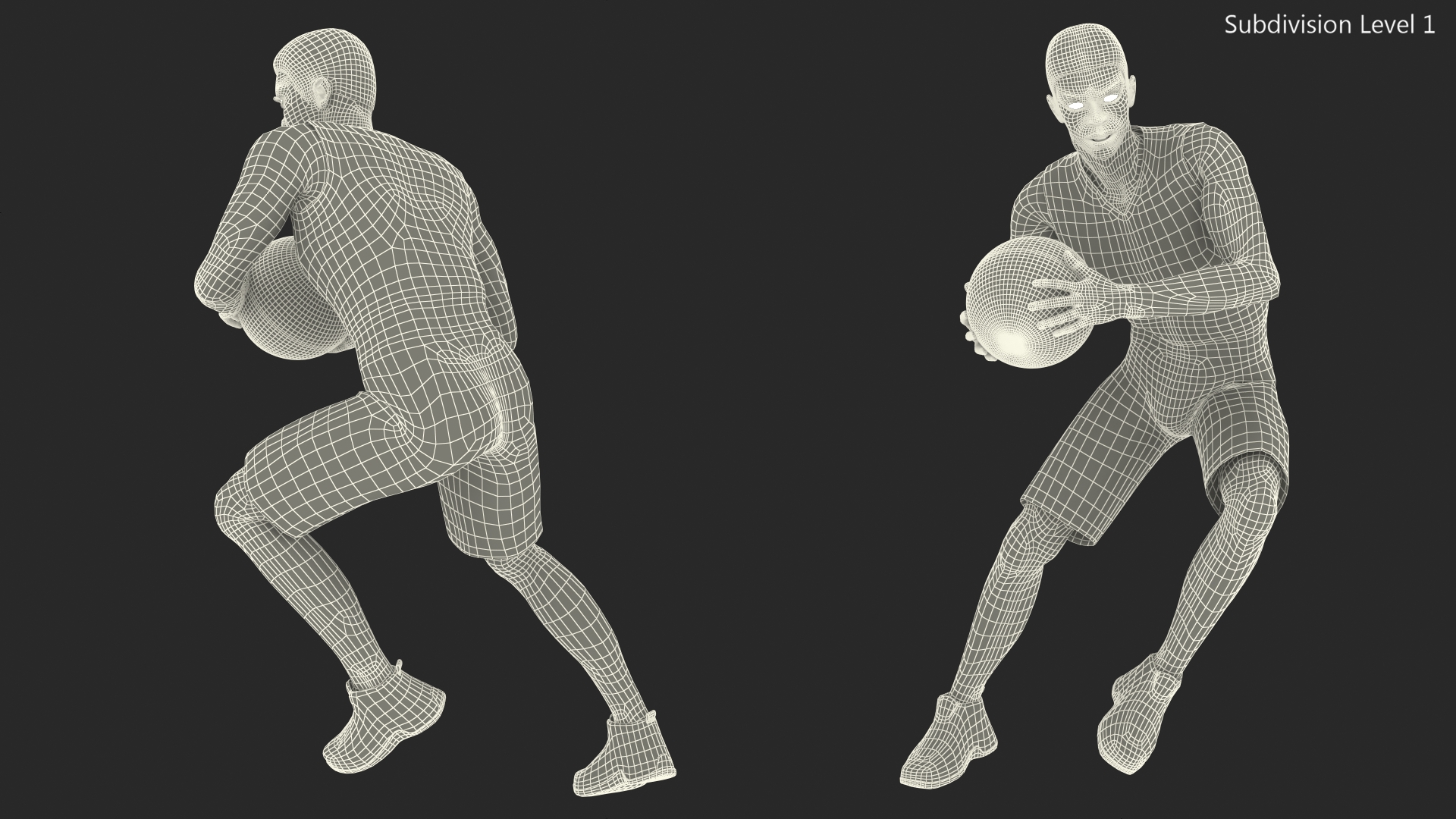 Dark Skin Teenager Basketball Player Playing Pose 3D model