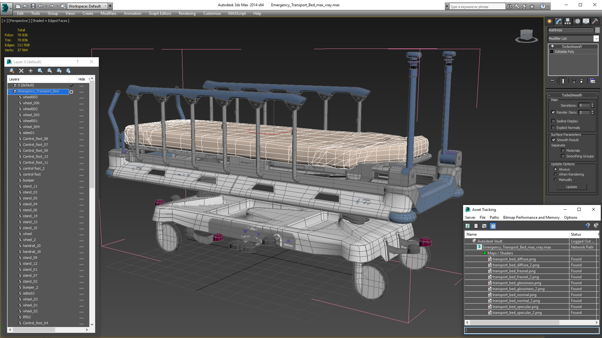 3D Emergency Transport Bed model