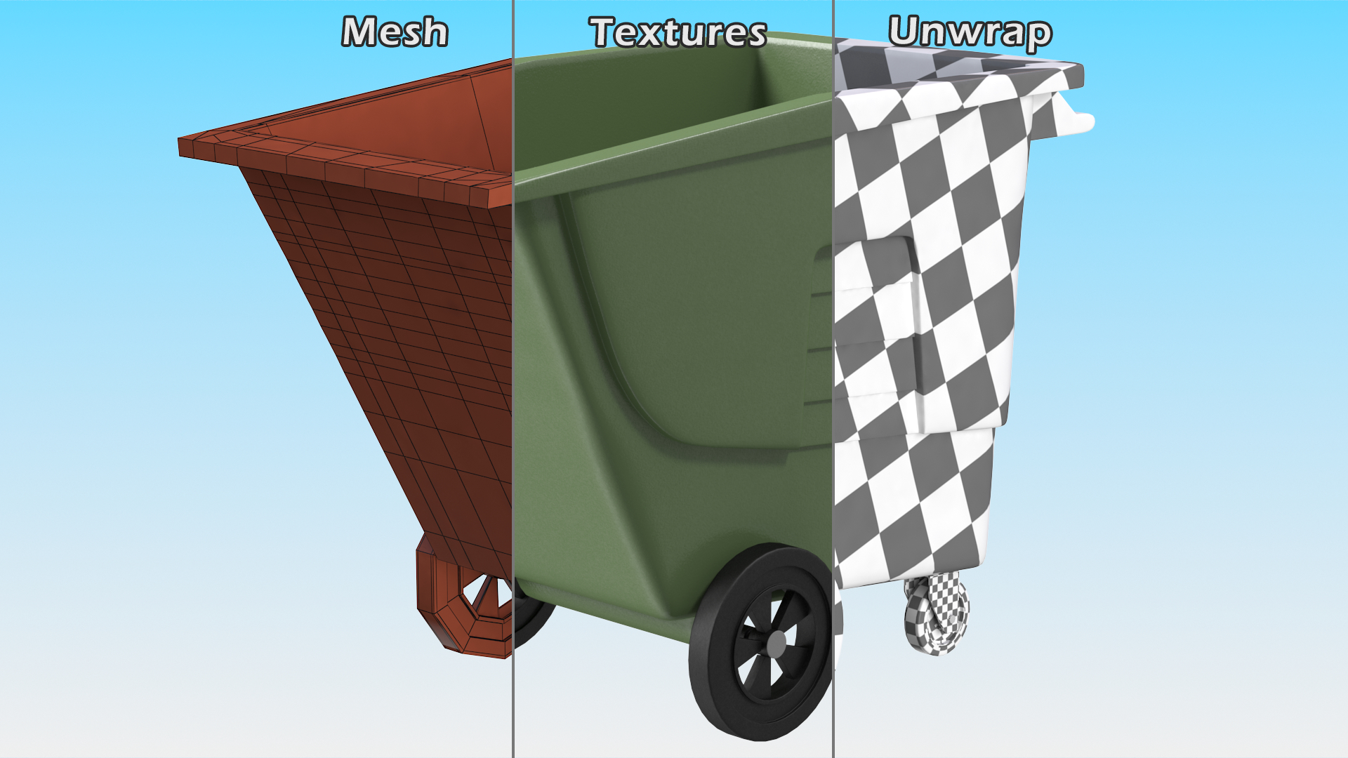 3D model Wheeled Garbage Can Green