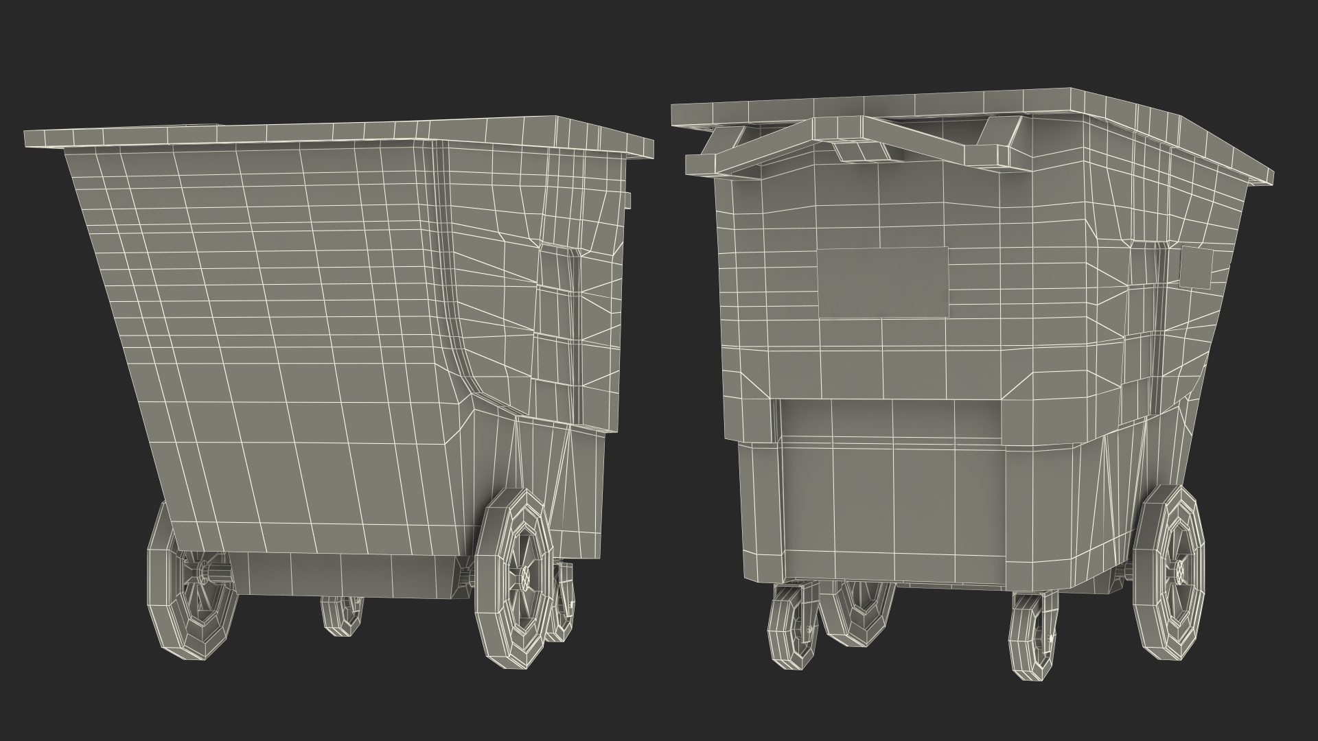 3D model Wheeled Garbage Can Green