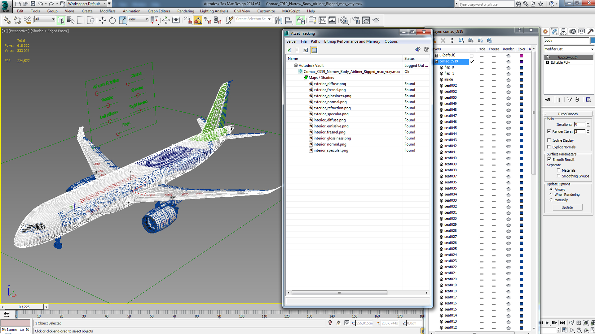 3D Comac C919 Narrow Body Airliner Rigged model