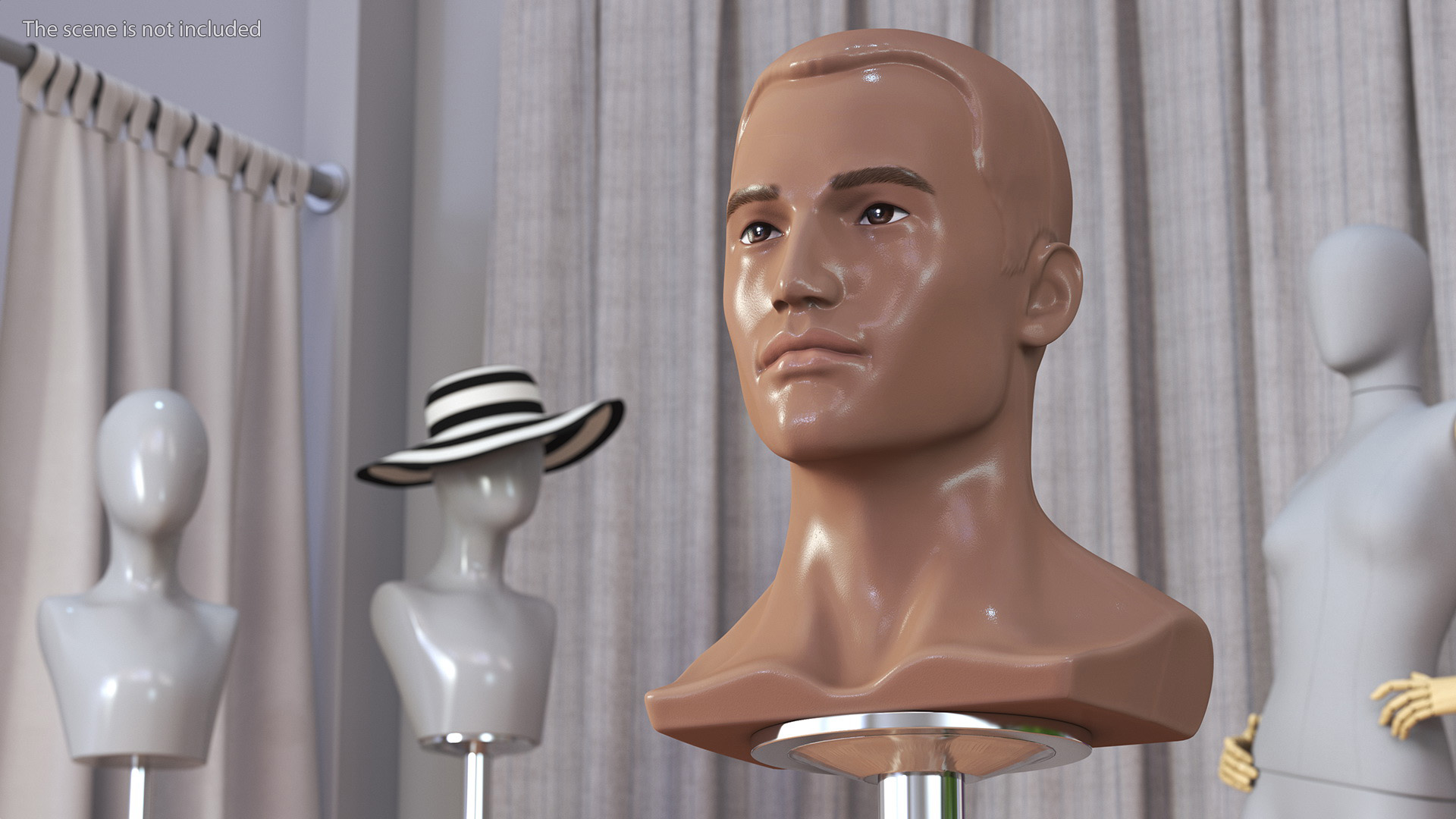 Plastic Male Mannequin Head with Hair 3D