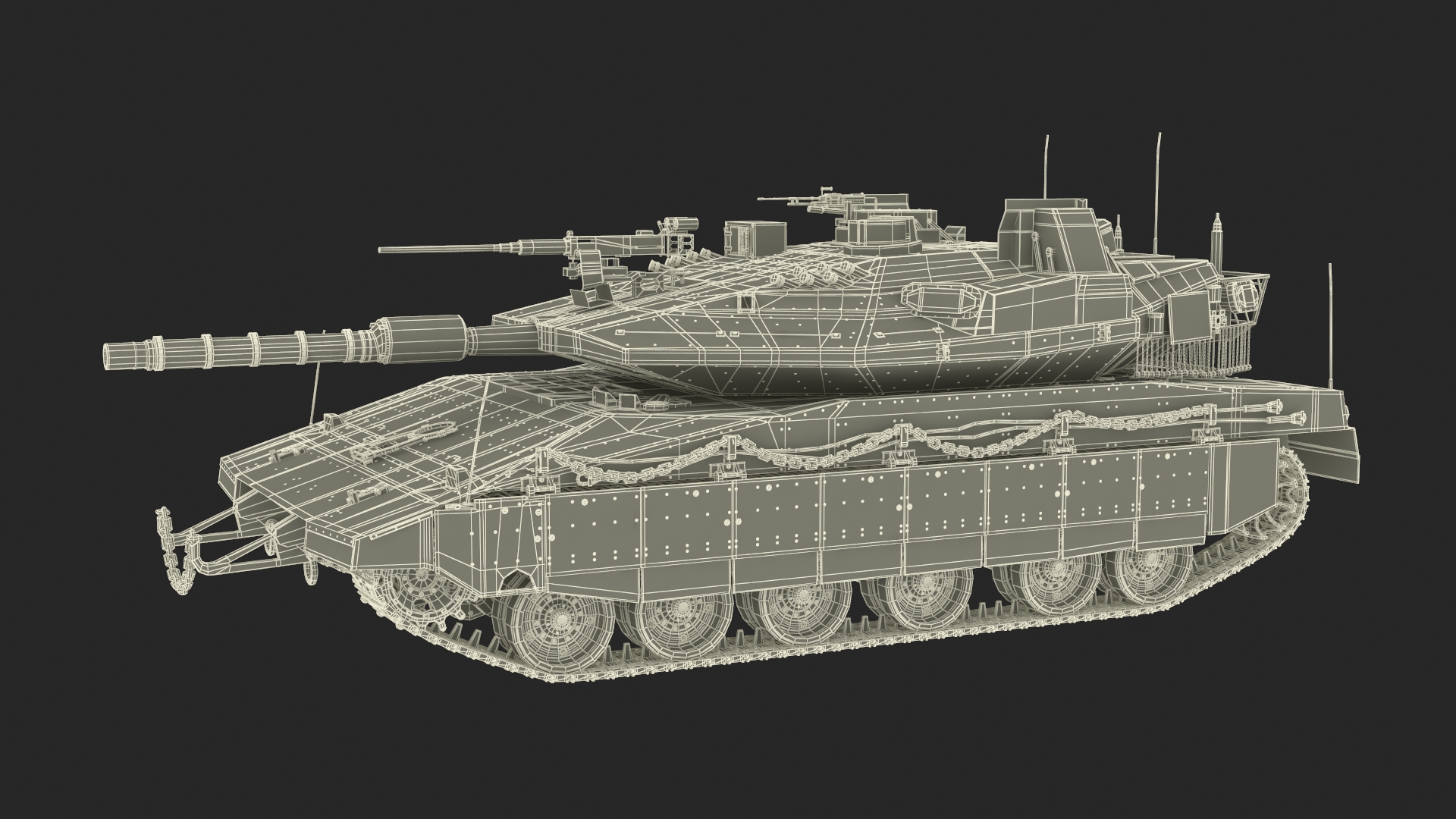 3D model Israeli Tank Merkava 5 Beige Rigged