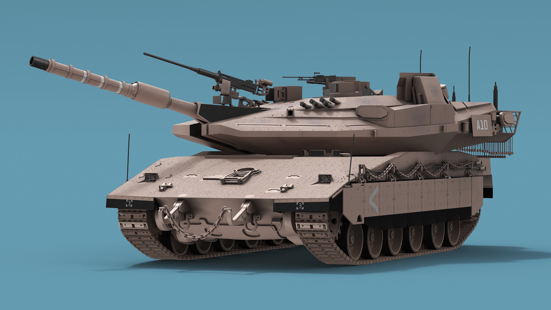 3D model Israeli Tank Merkava 5 Beige Rigged