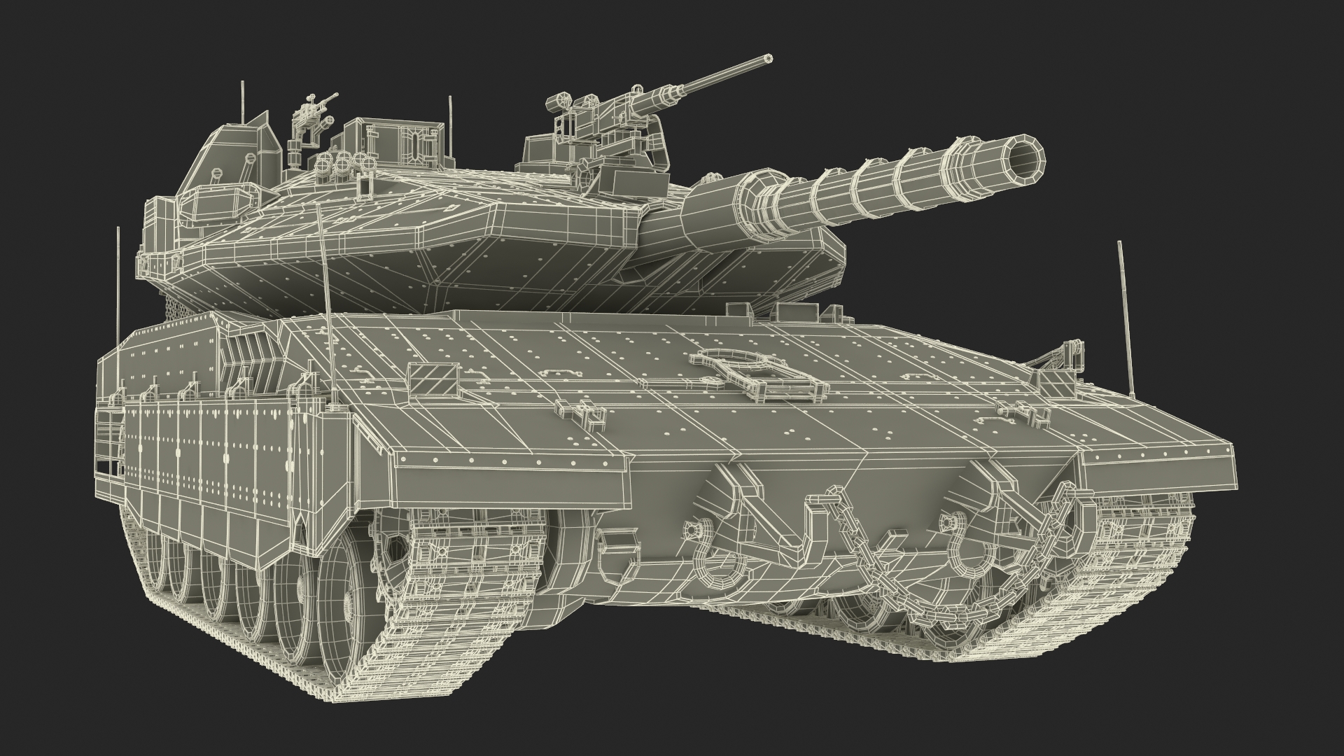 3D model Israeli Tank Merkava 5 Beige Rigged