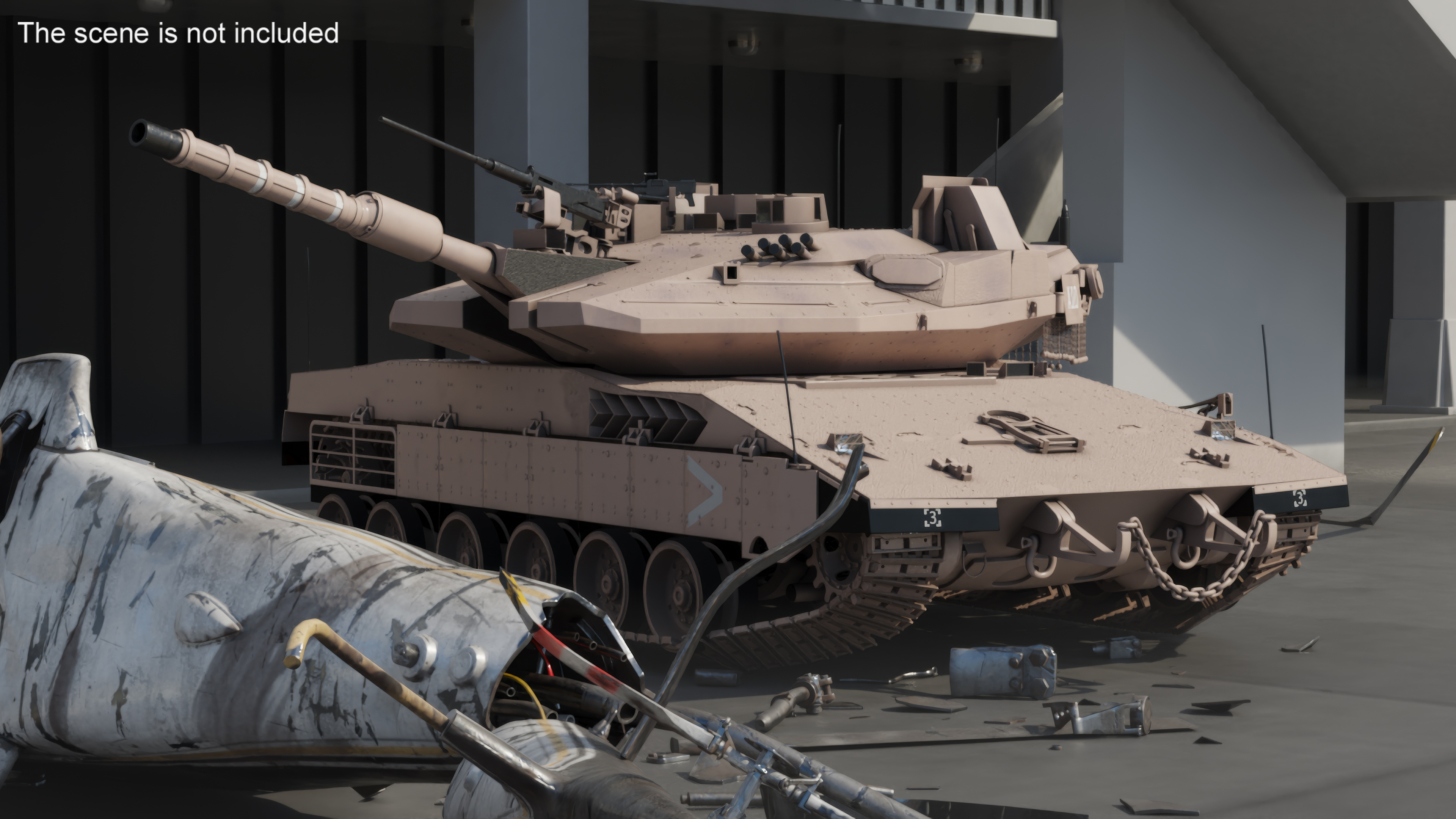 3D model Israeli Tank Merkava 5 Beige Rigged