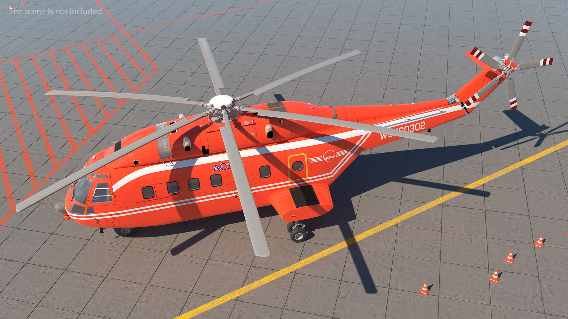 Avicopter AC313 Fire Attack Helicopter Rigged for Cinema 4D 3D model