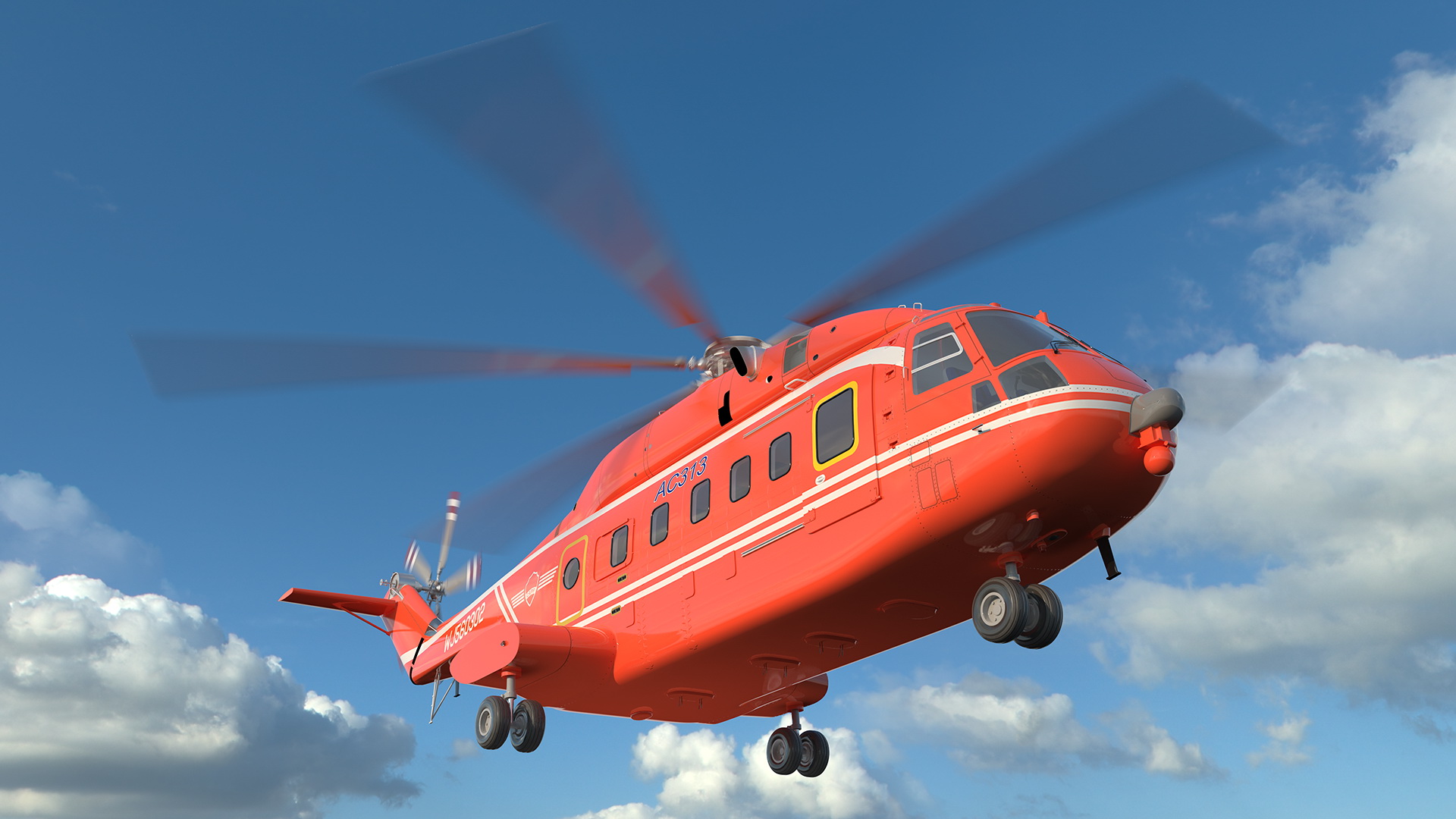 Avicopter AC313 Fire Attack Helicopter Rigged for Cinema 4D 3D model