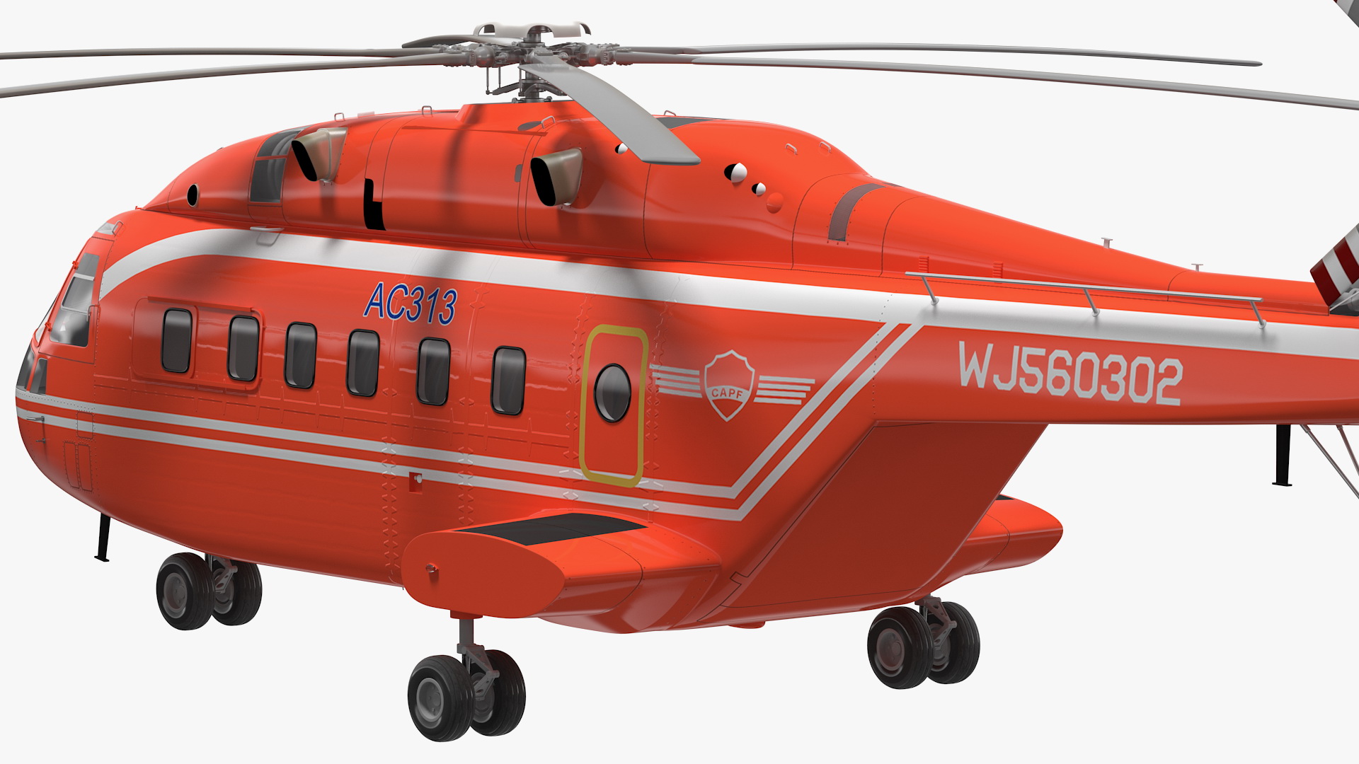 Avicopter AC313 Fire Attack Helicopter Rigged for Cinema 4D 3D model