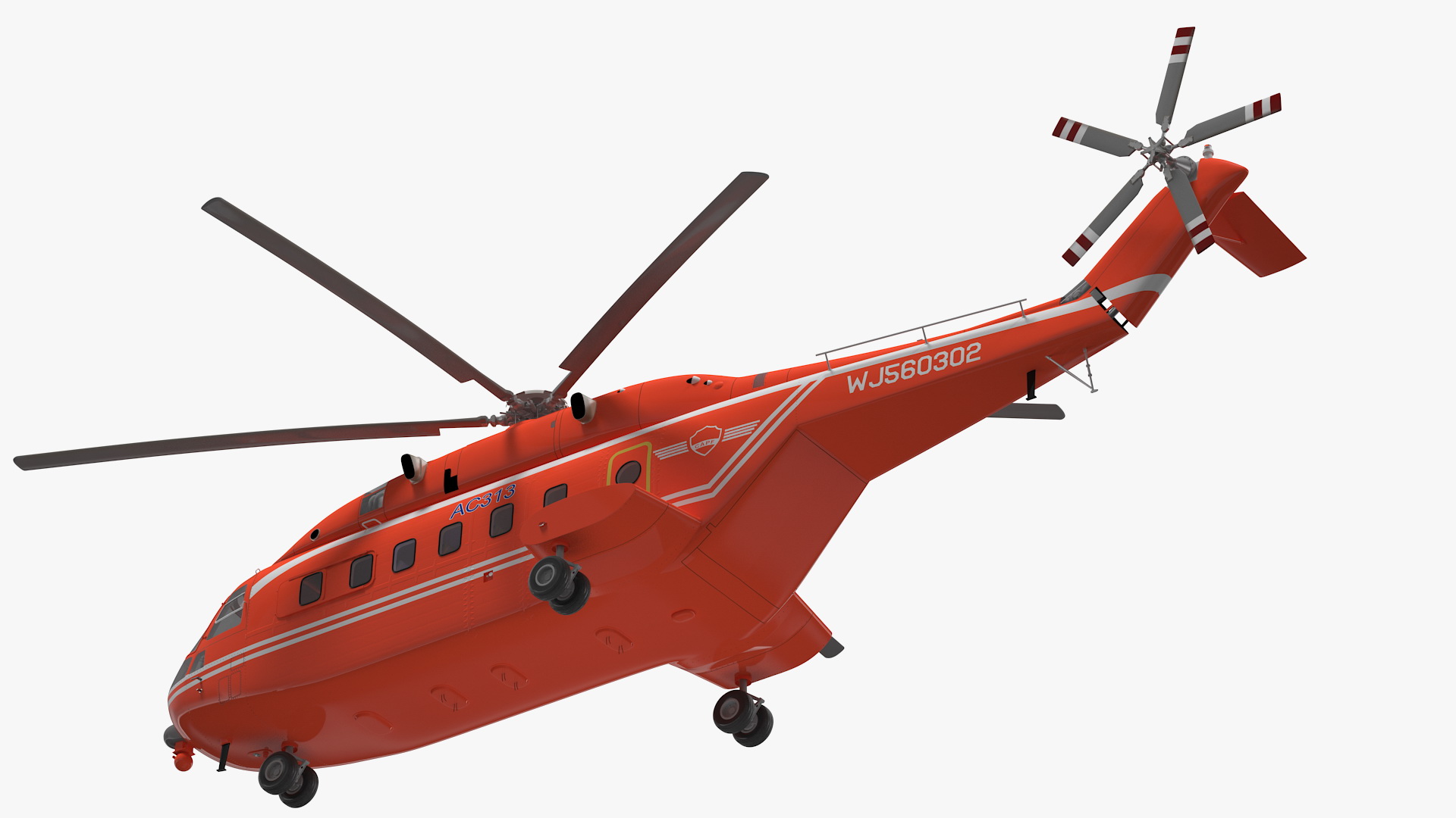 Avicopter AC313 Fire Attack Helicopter Rigged for Maya 3D model