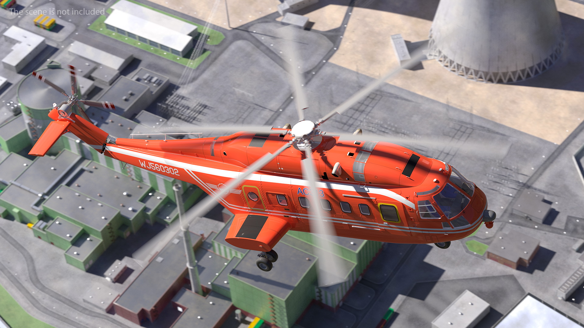 Avicopter AC313 Fire Attack Helicopter Rigged for Cinema 4D 3D model