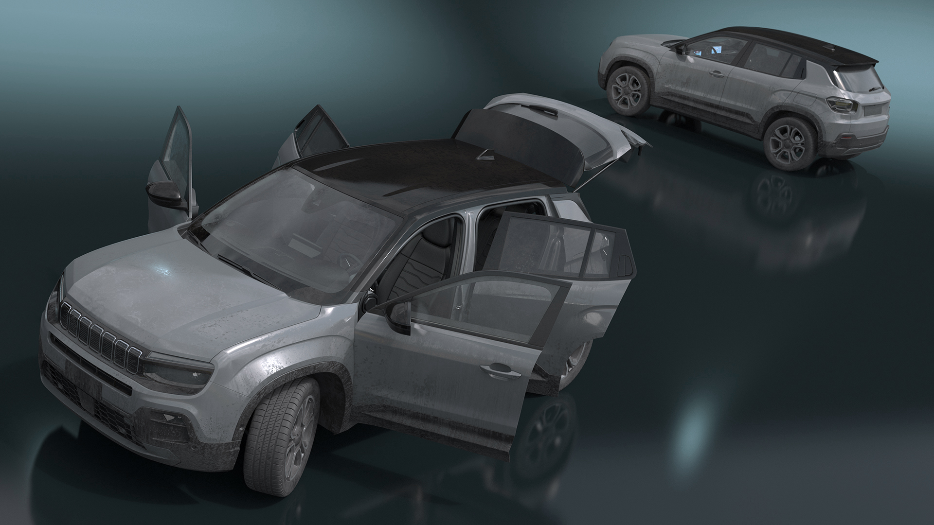 3D Crossover Grey Dirty Rigged for Cinema 4D