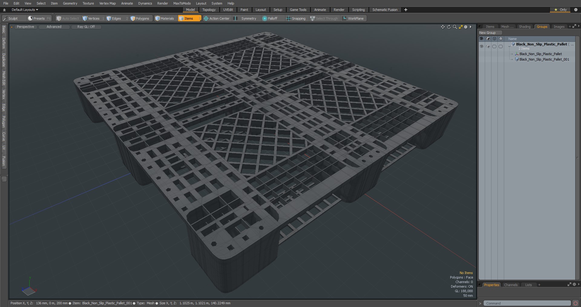 Black Non-Slip Plastic Pallet 3D model