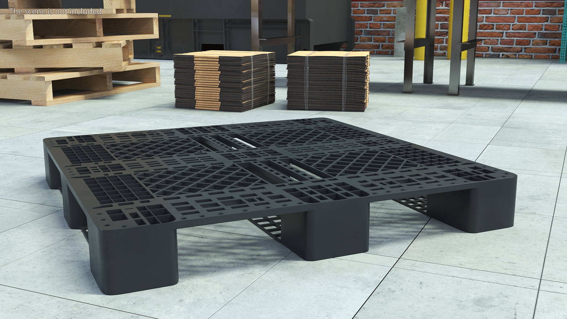 Black Non-Slip Plastic Pallet 3D model