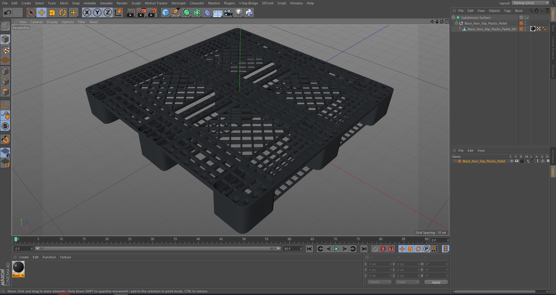 Black Non-Slip Plastic Pallet 3D model