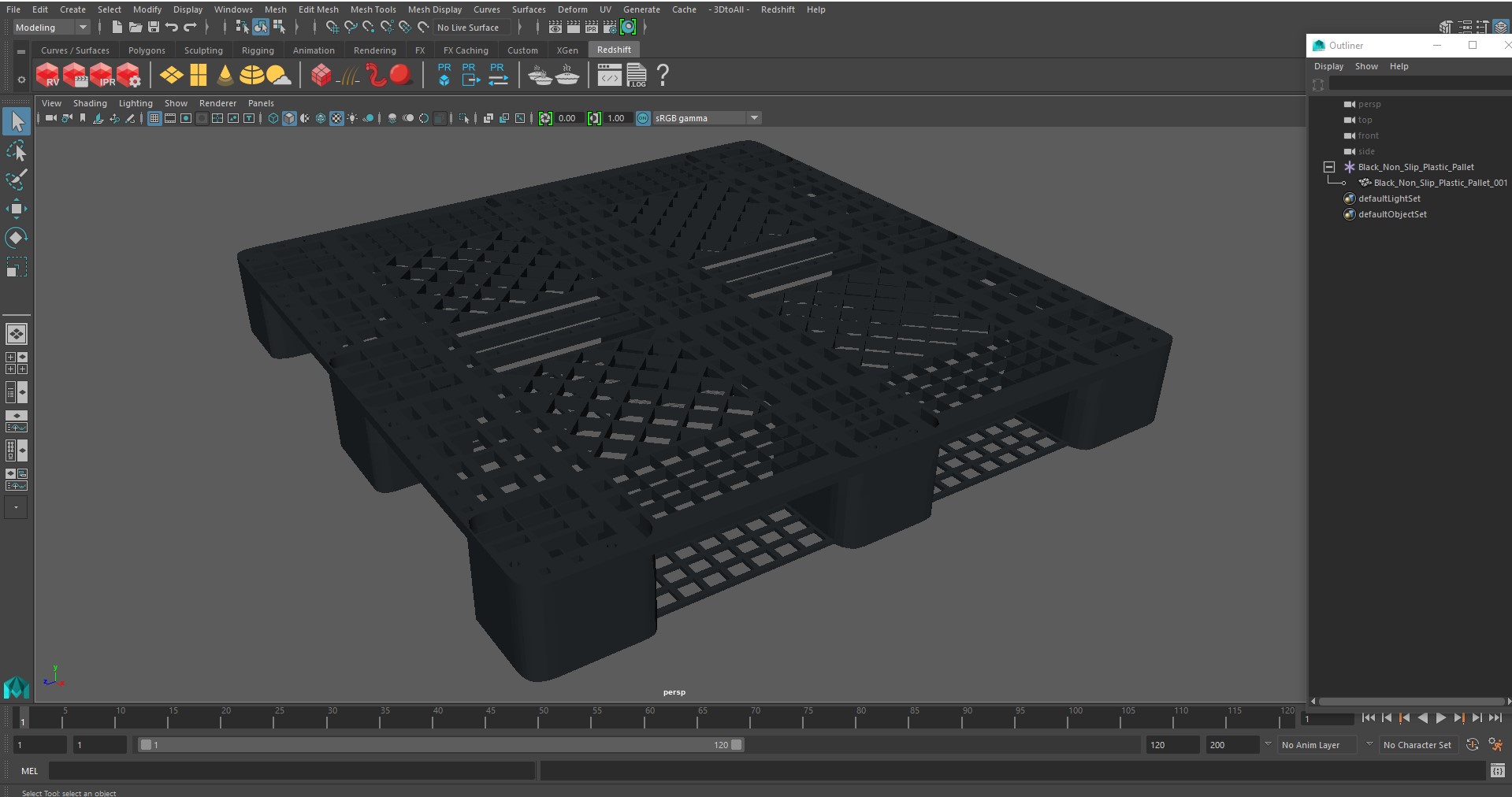 Black Non-Slip Plastic Pallet 3D model