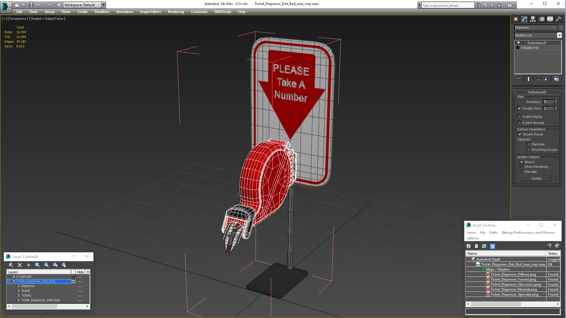 3D model Ticket Dispenser Deli Red