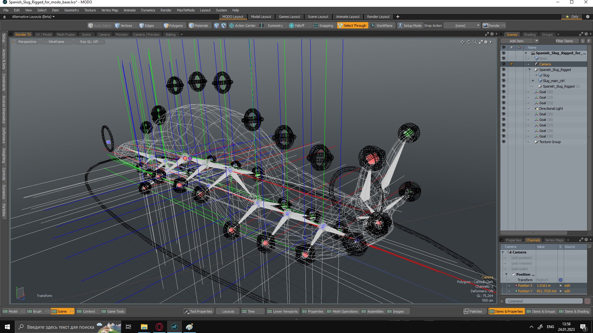 3D Spanish Slug Rigged for Modo model