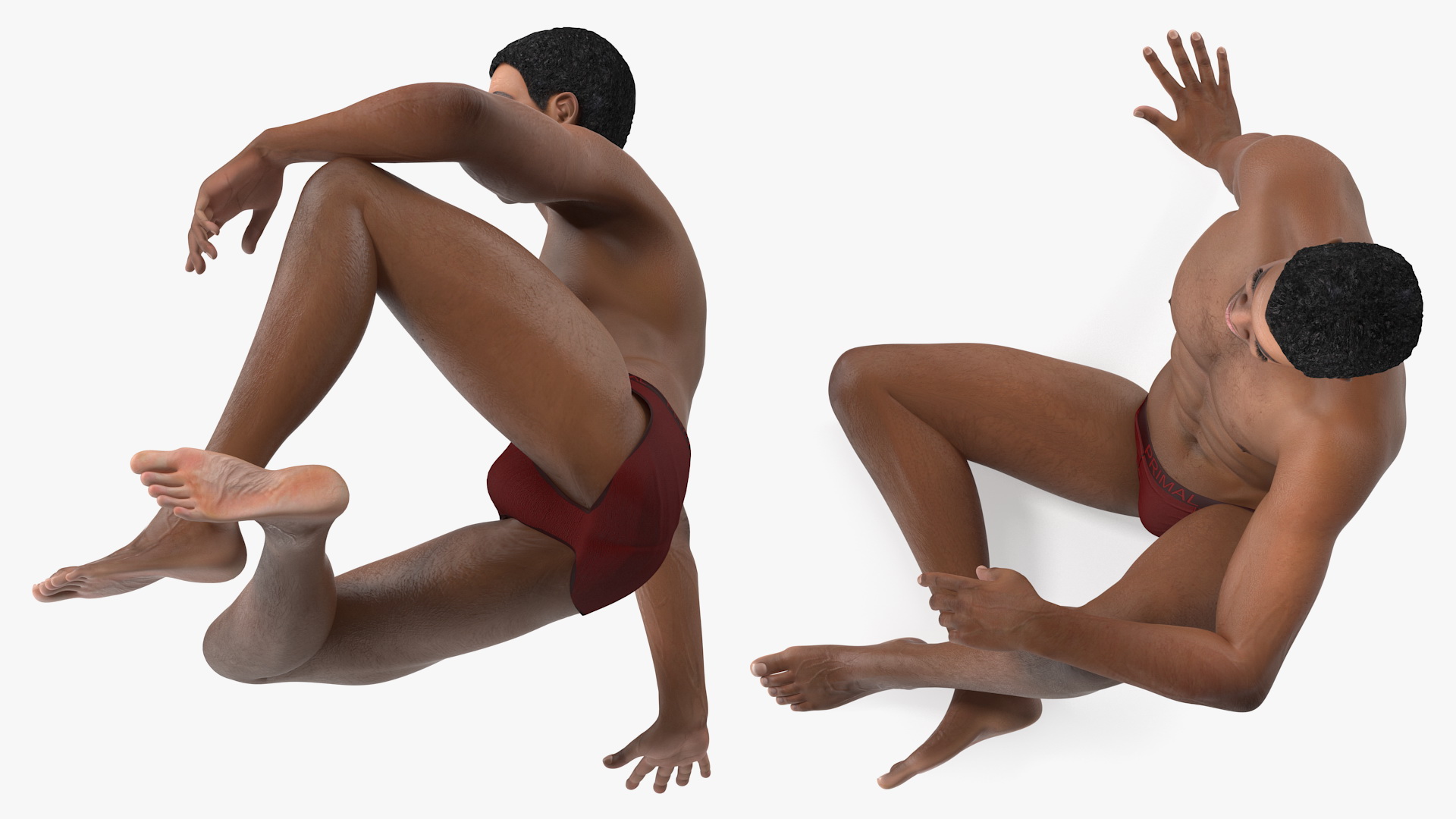 3D Light Skin Black Man Sitting Pose model