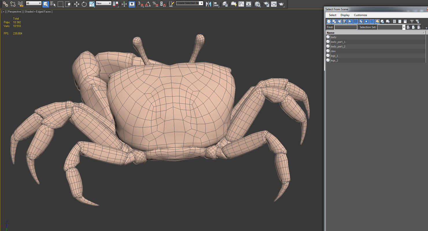 3D model Calling Crab Sitting Pose