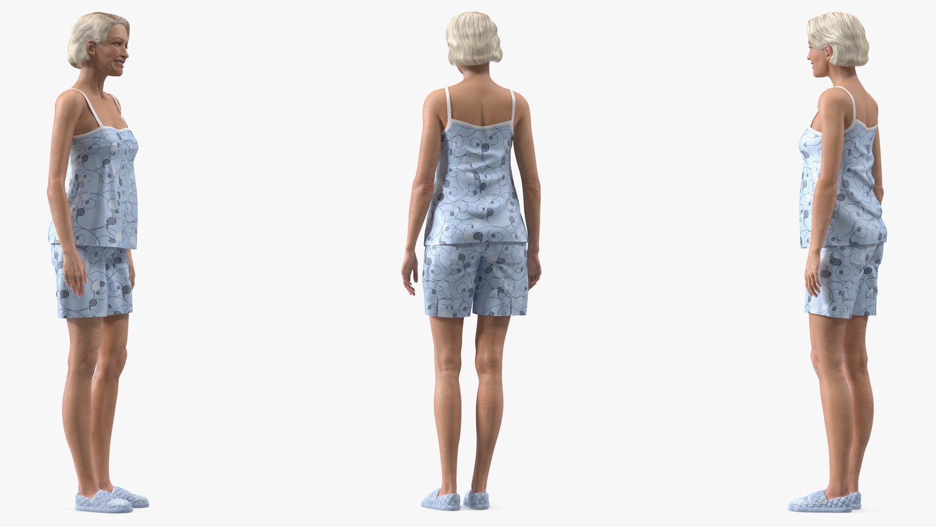 3D Elderly Woman in Sleepwear