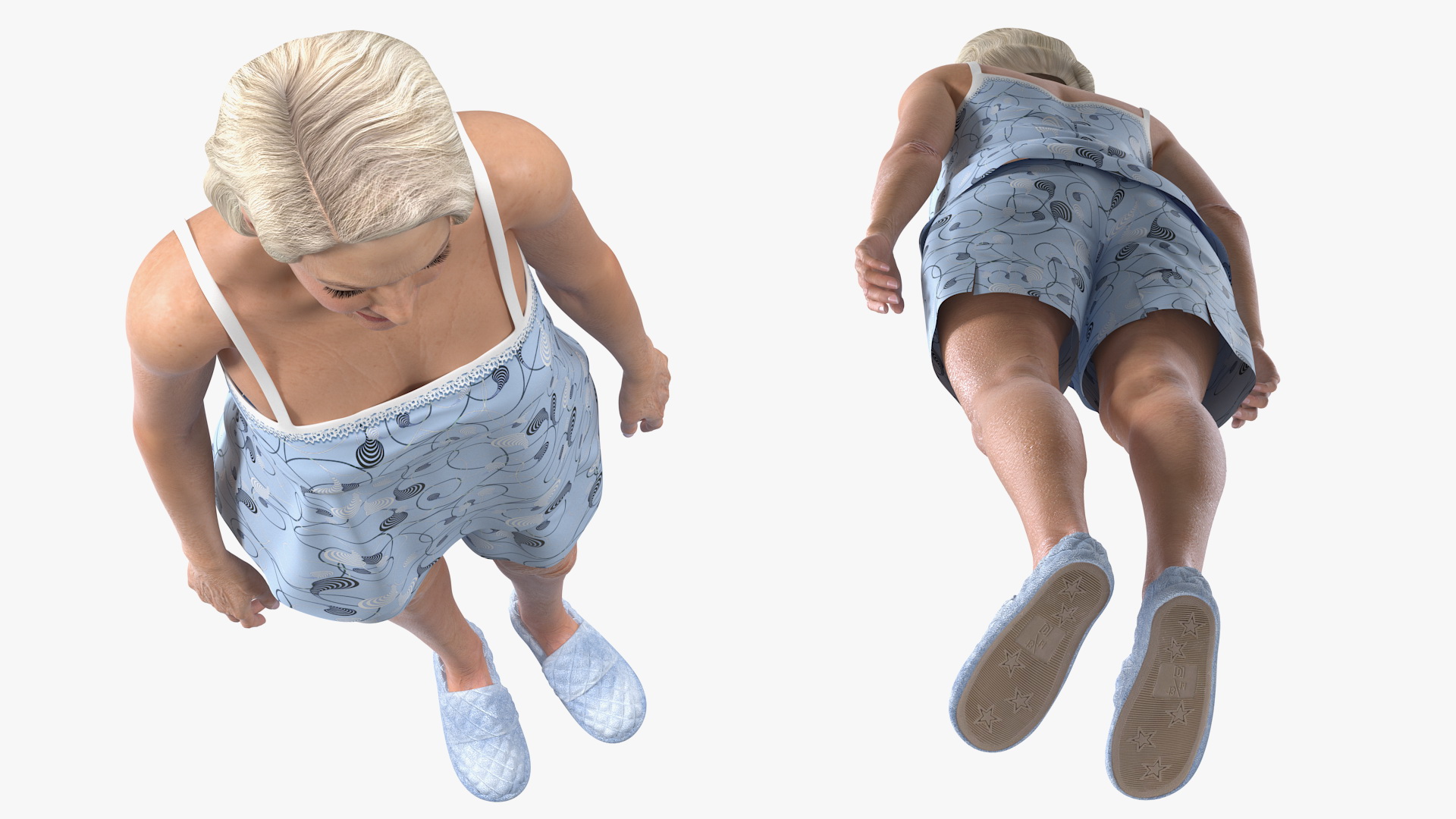 3D Elderly Woman in Sleepwear