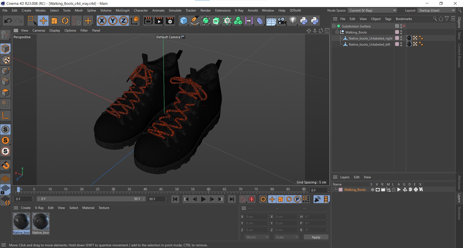 3D Walking Boots model