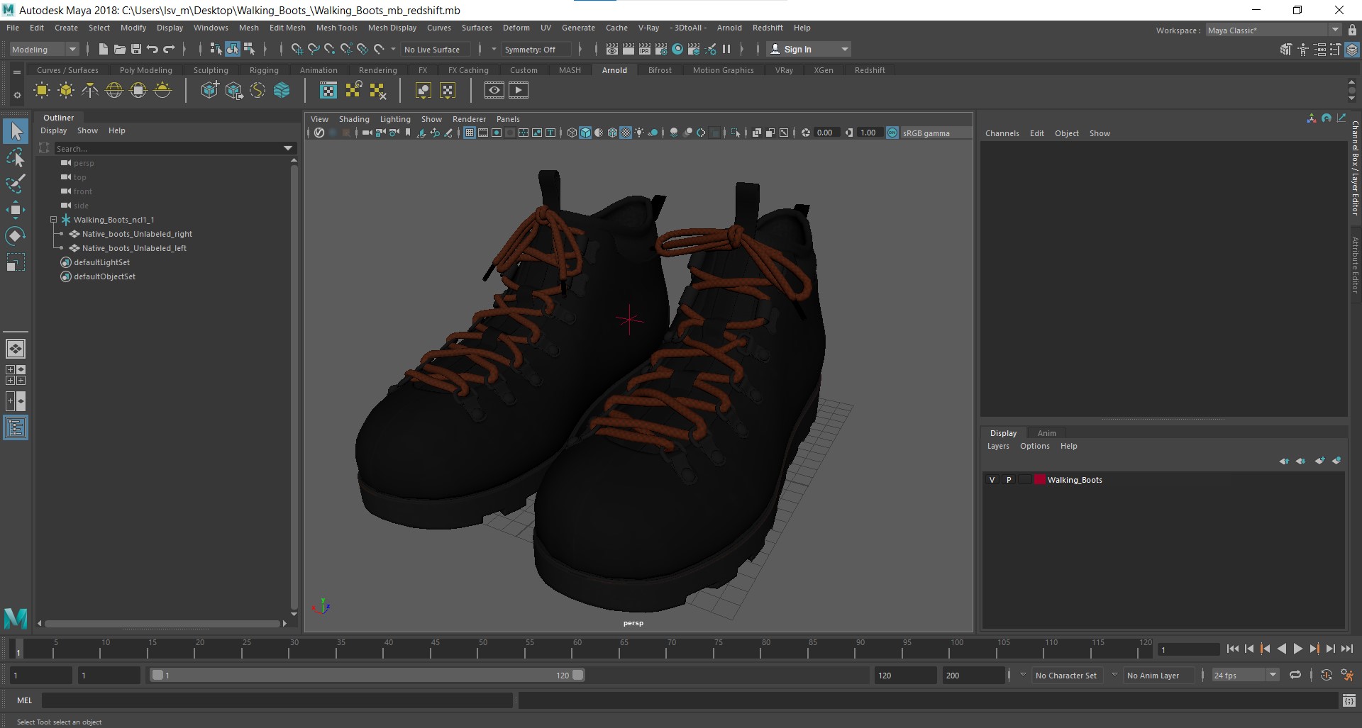 3D Walking Boots model